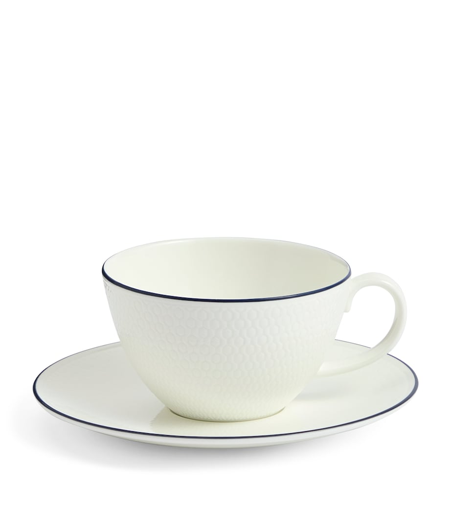 Bone China Gio Teacup and Saucer Set BLUE Image 1