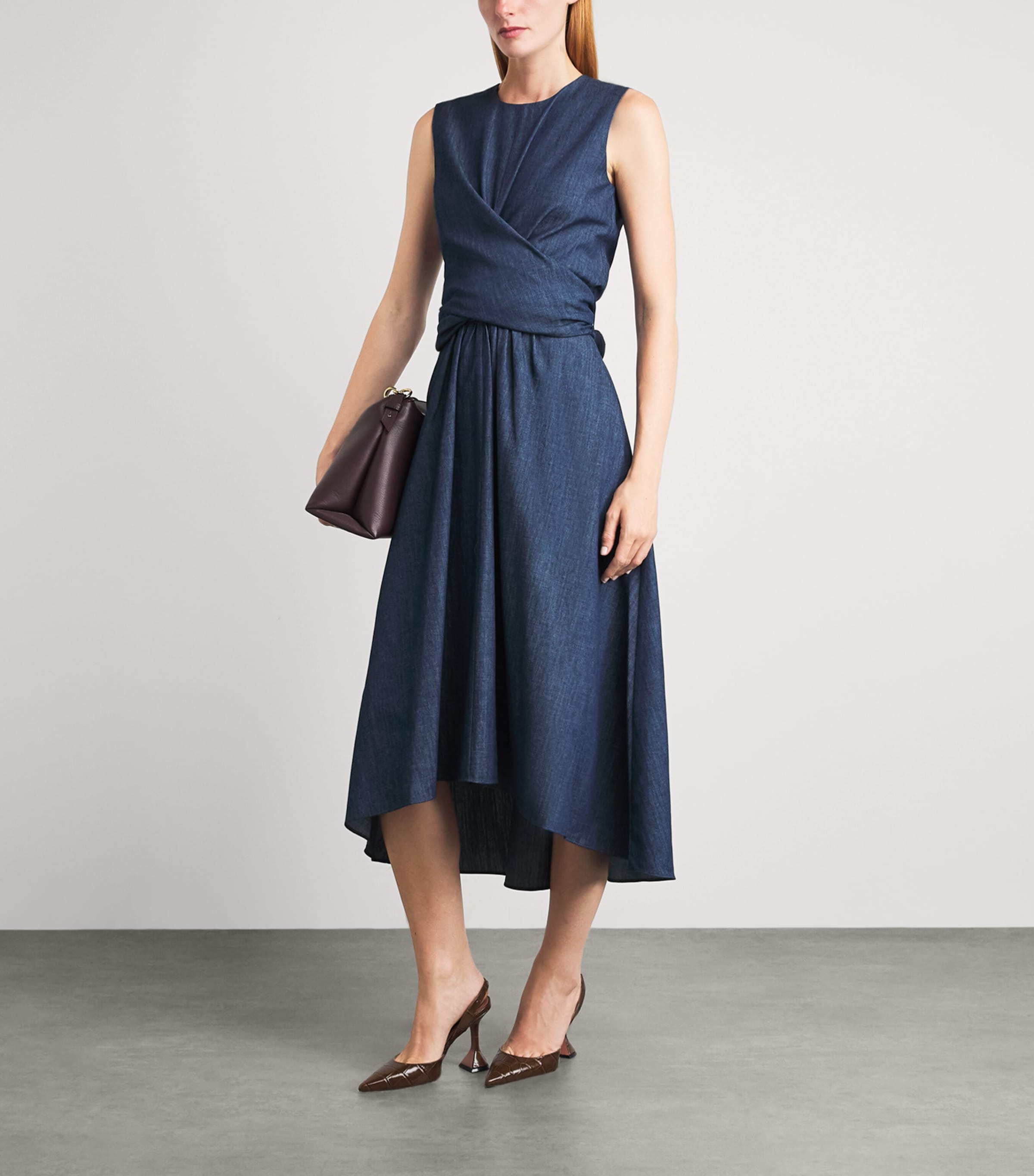 Altuzarra Womens Cotton Chambray Penny Midi Dress Titan Image 2