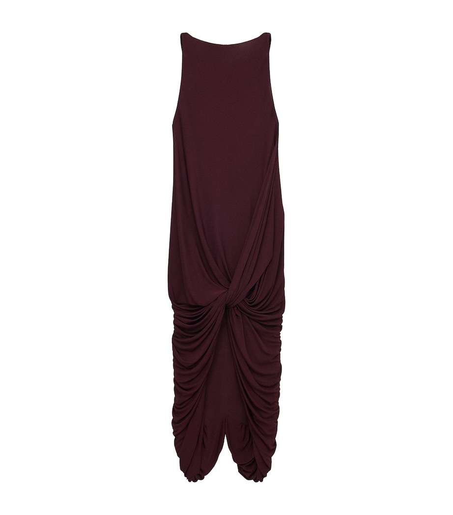 Knot-Front Draped Maxi Dress BURGUNDY Image 1