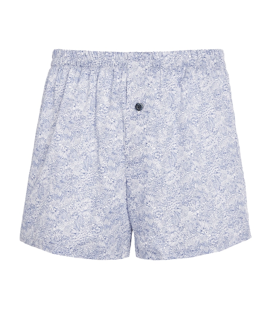 Zimmerli Mens Cotton Sateen Printed Boxer Shorts Stenciled Floral Image 1