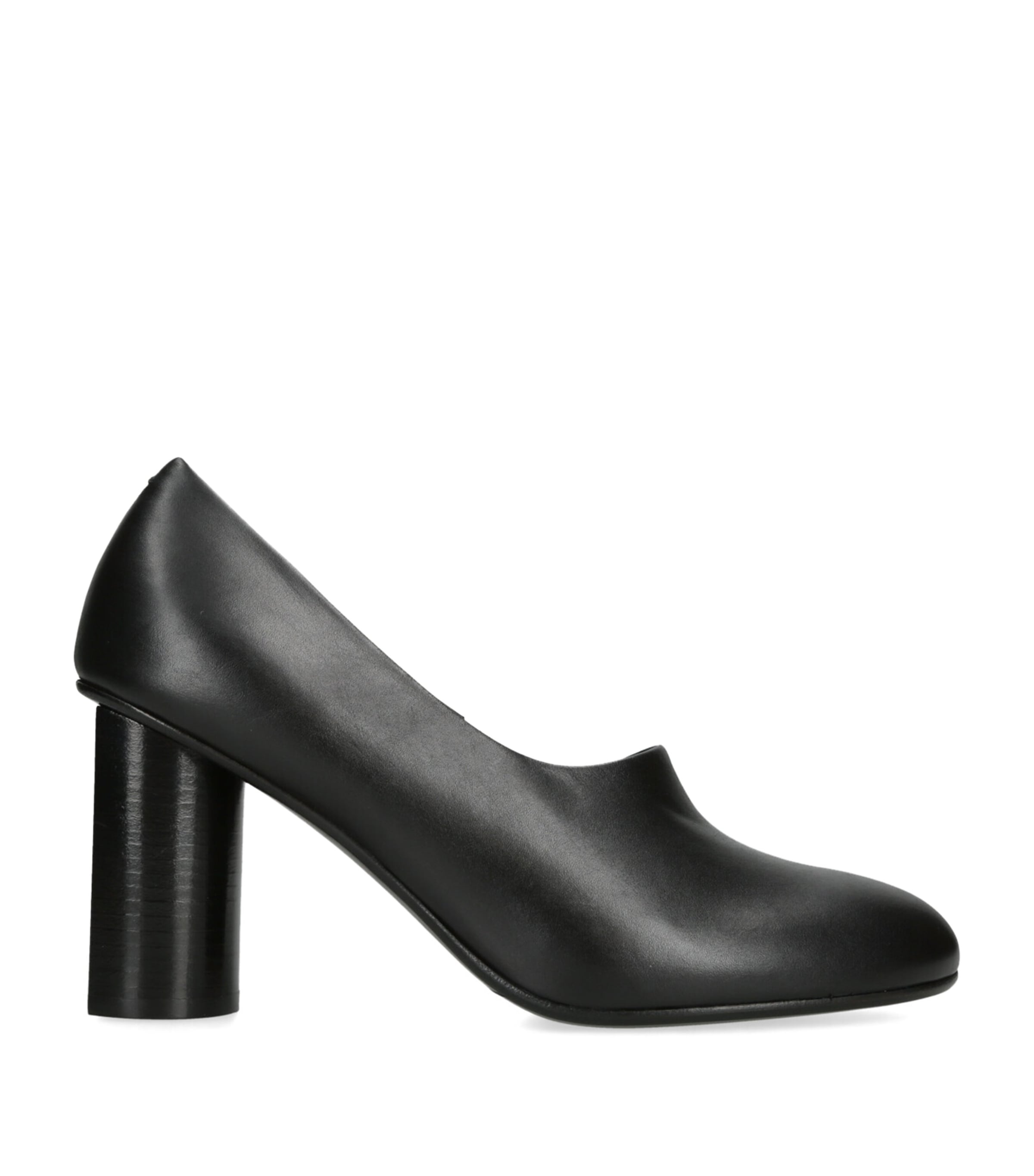 Leather Round-Toe Pumps 85 BLACK Image 1