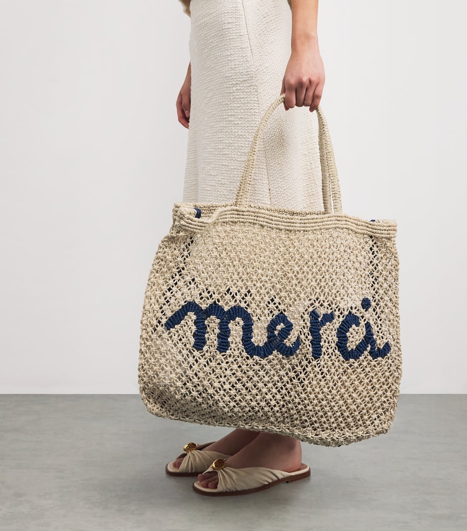 Large Jute Merci Tote Bag NATRUAL Image 5