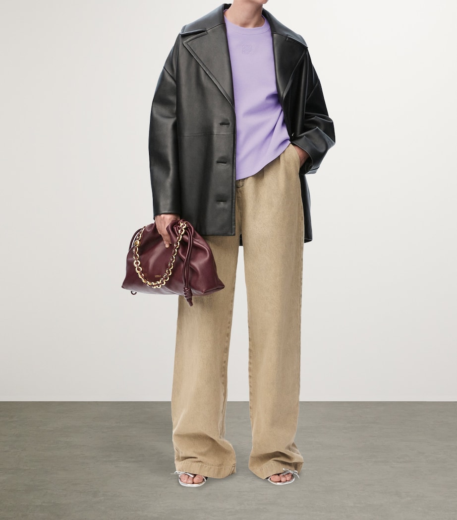 LOEWE Womens Cotton-Blend Asymmetric T-Shirt Lilac Image 2