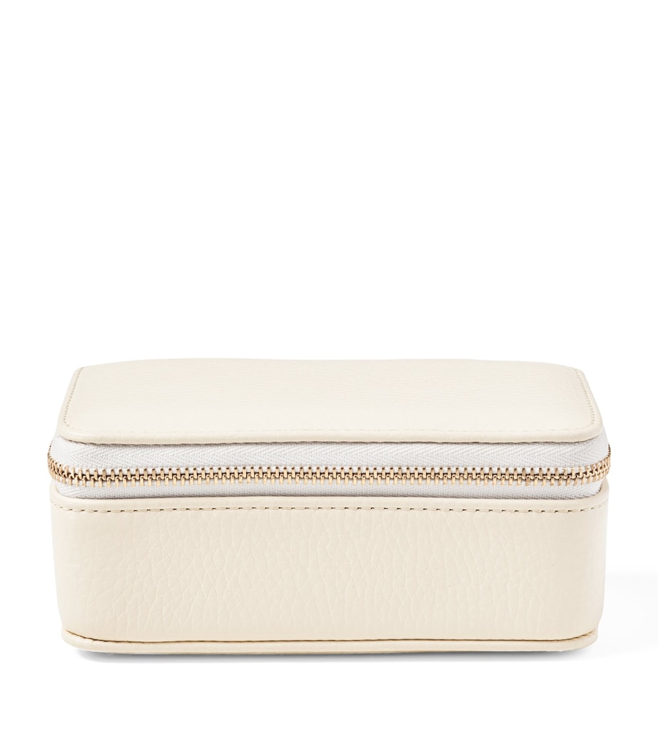 Medium Leather Travel Jewellery Box IVORY Image 1