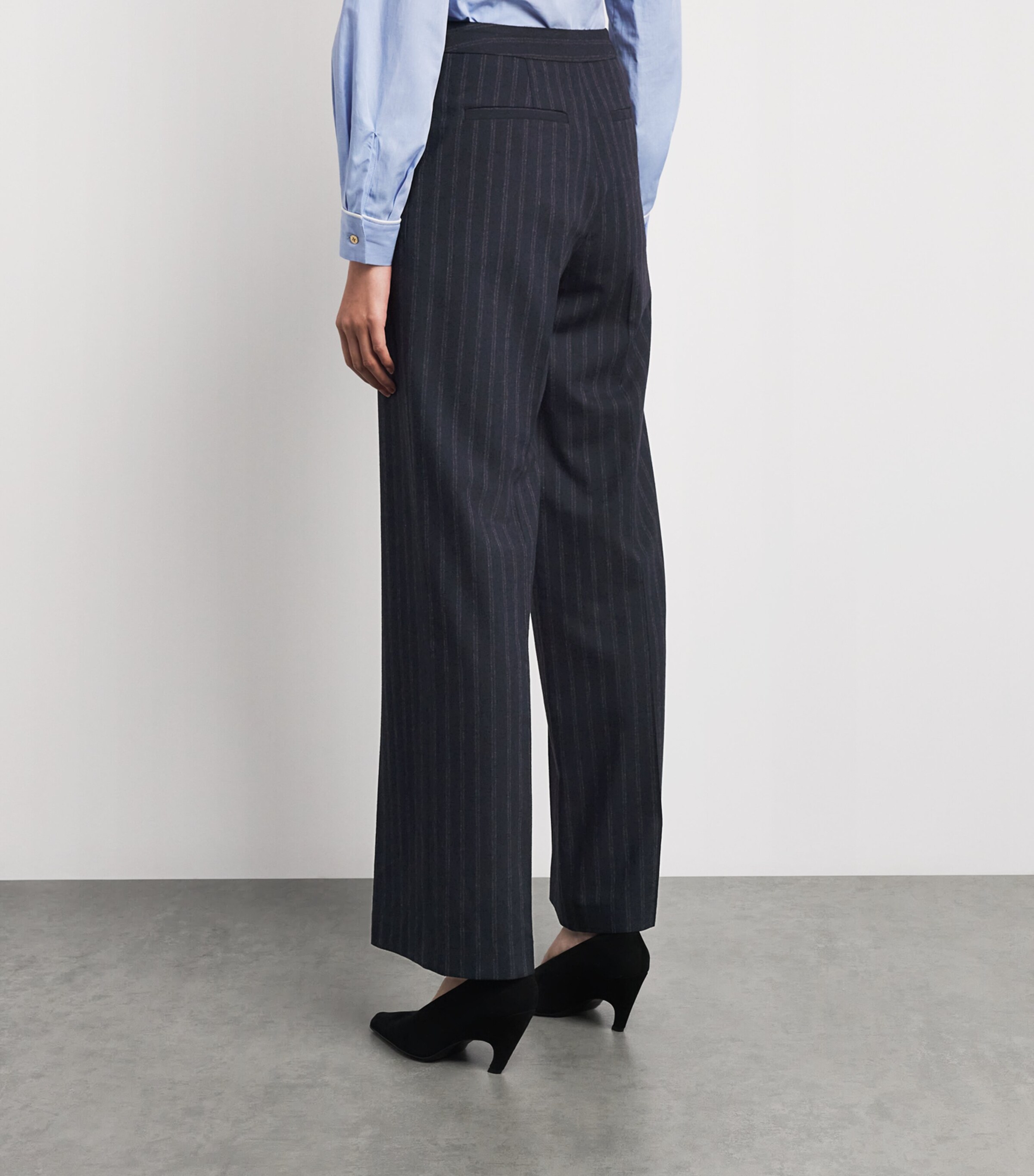 Claudie Pierlot Womens Wool-Blend Pinstripe Tailored Trousers Dual Color Image 5