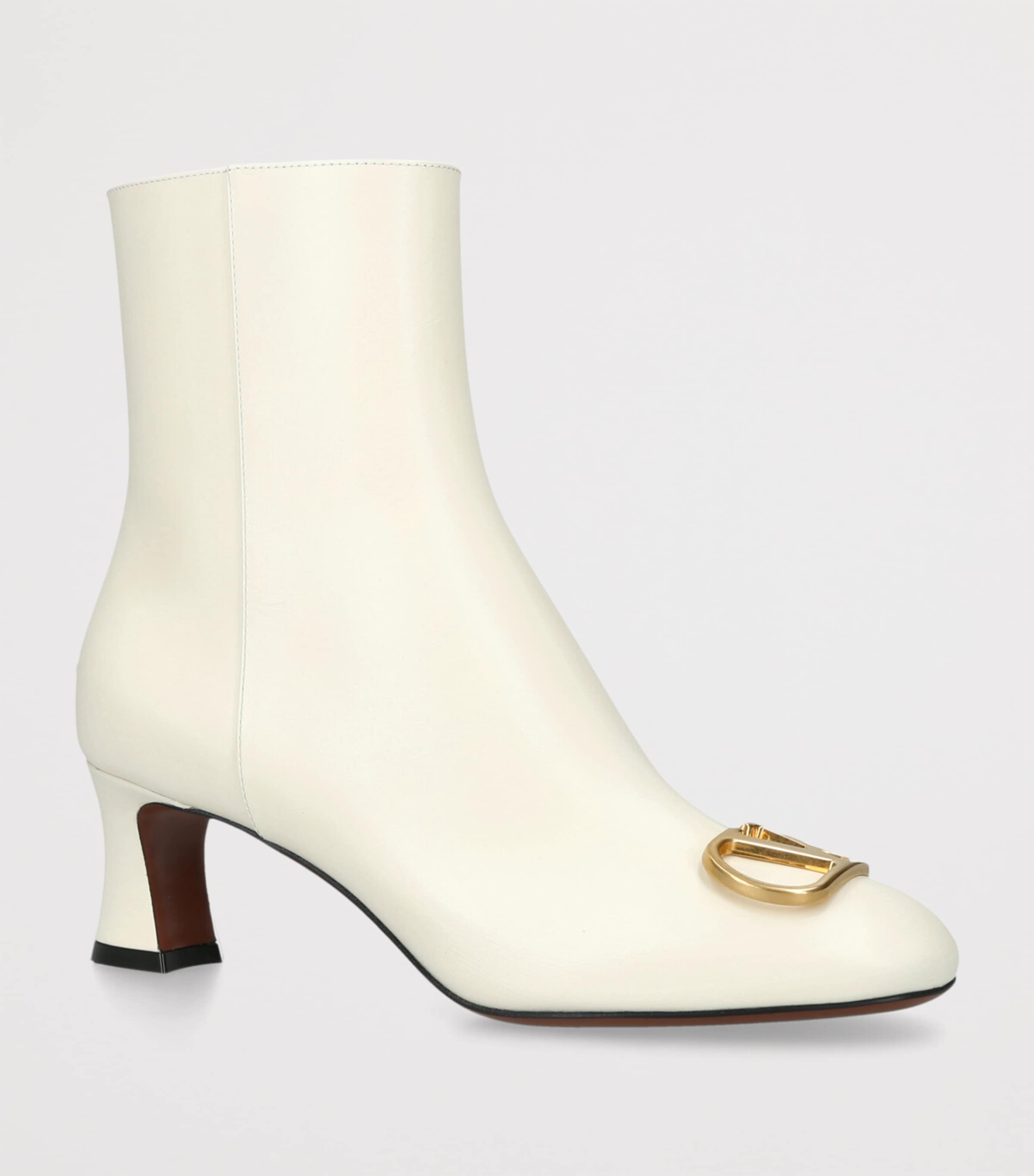 Leather Signature VLogo Ankle Boots 55 BONE Image 3