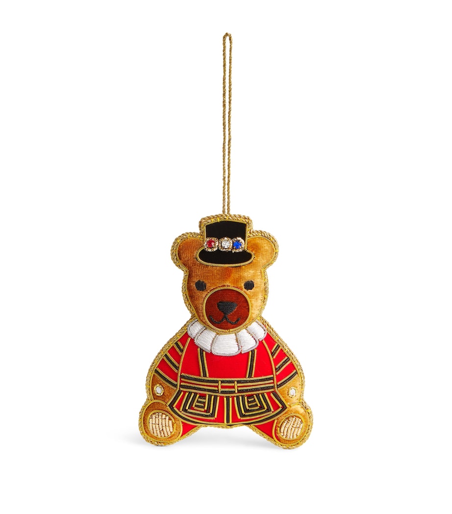 Uniformed Bear Tree Decoration RED/GOLD Image 1