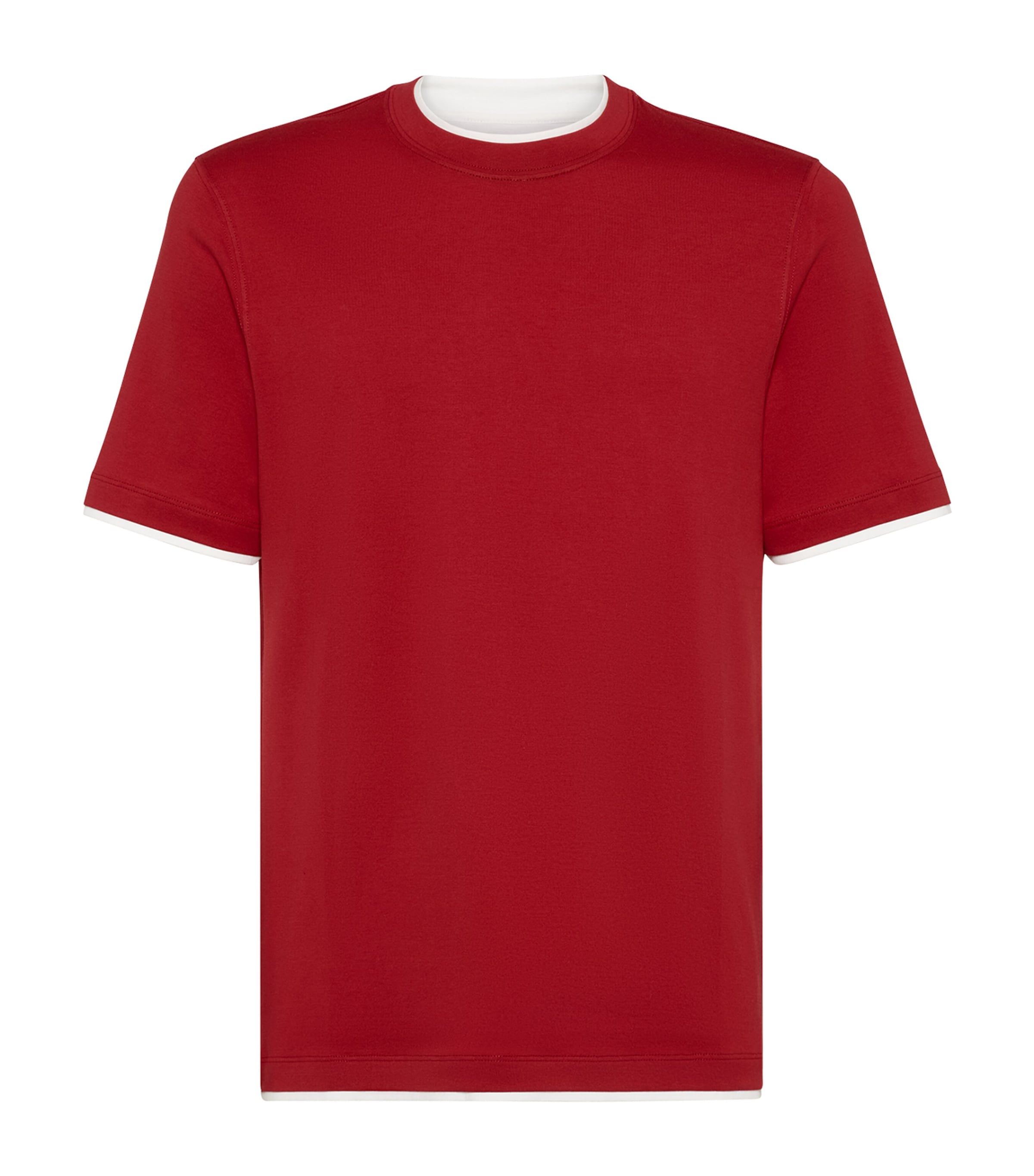 Brunello Cucinelli T-shirt With Faux-layering In Red