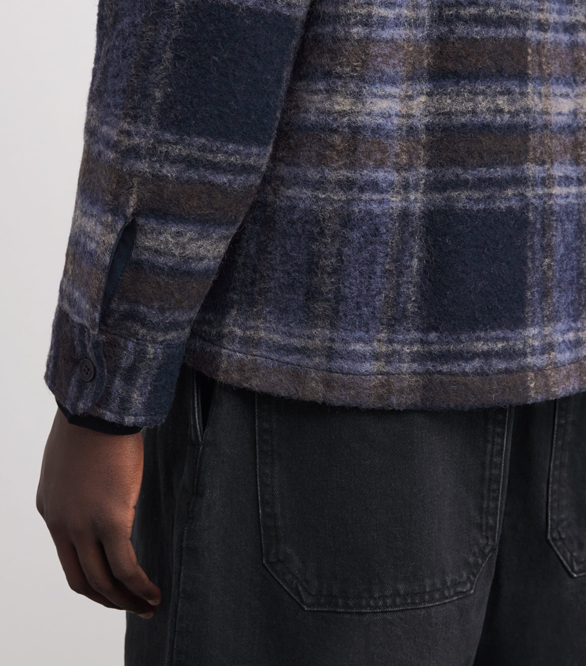 Wool-Blend Check Whiting Overshirt NAVY Image 6