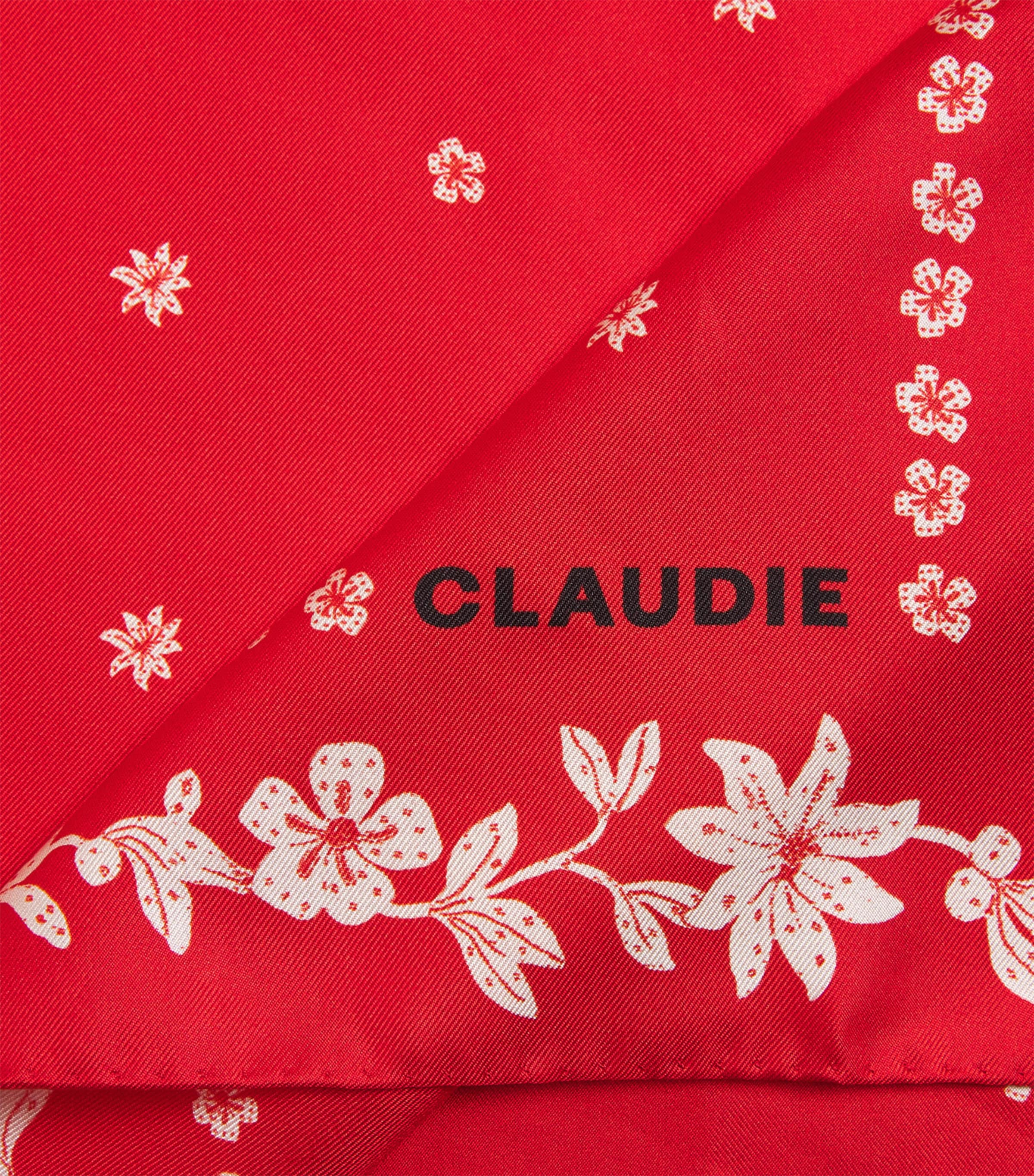 Silk Printed Square Scarf RED Image 4