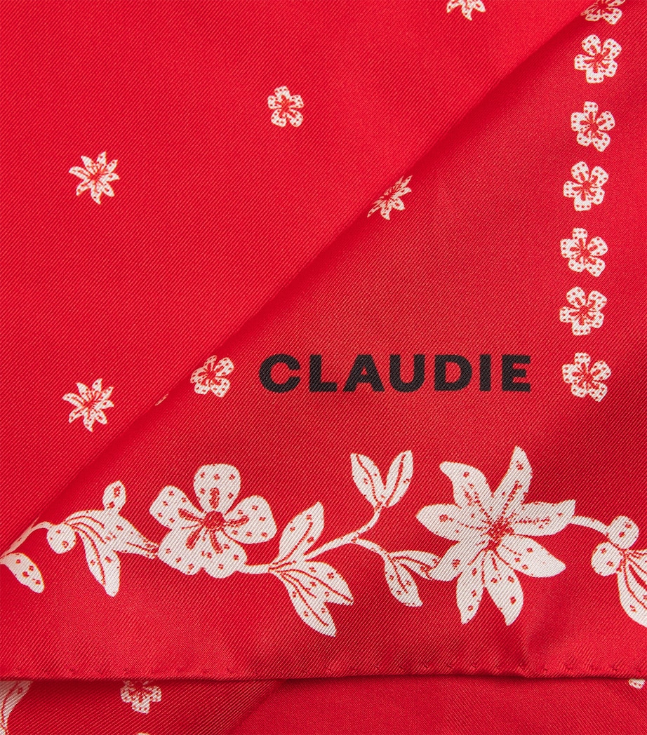 Silk Printed Square Scarf RED Image 4