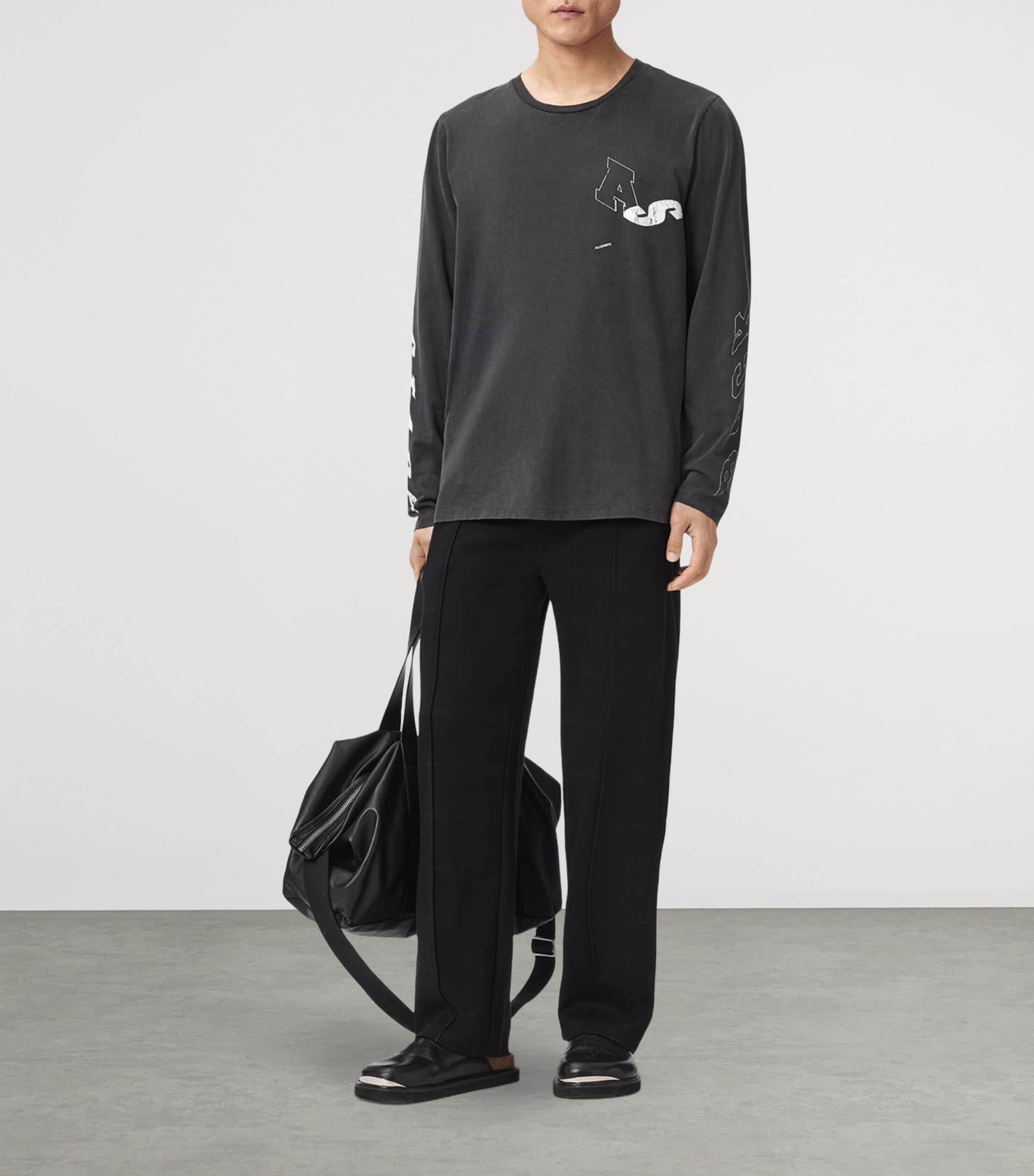 AllSaints Mens Harris Straight Sweatpants Check Black Image 5