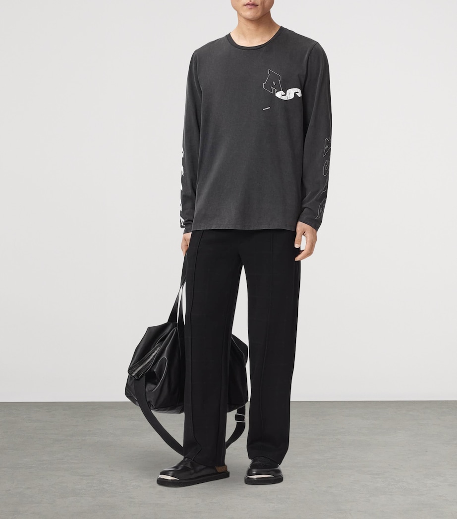 AllSaints Mens Harris Straight Sweatpants Check Black Image 5