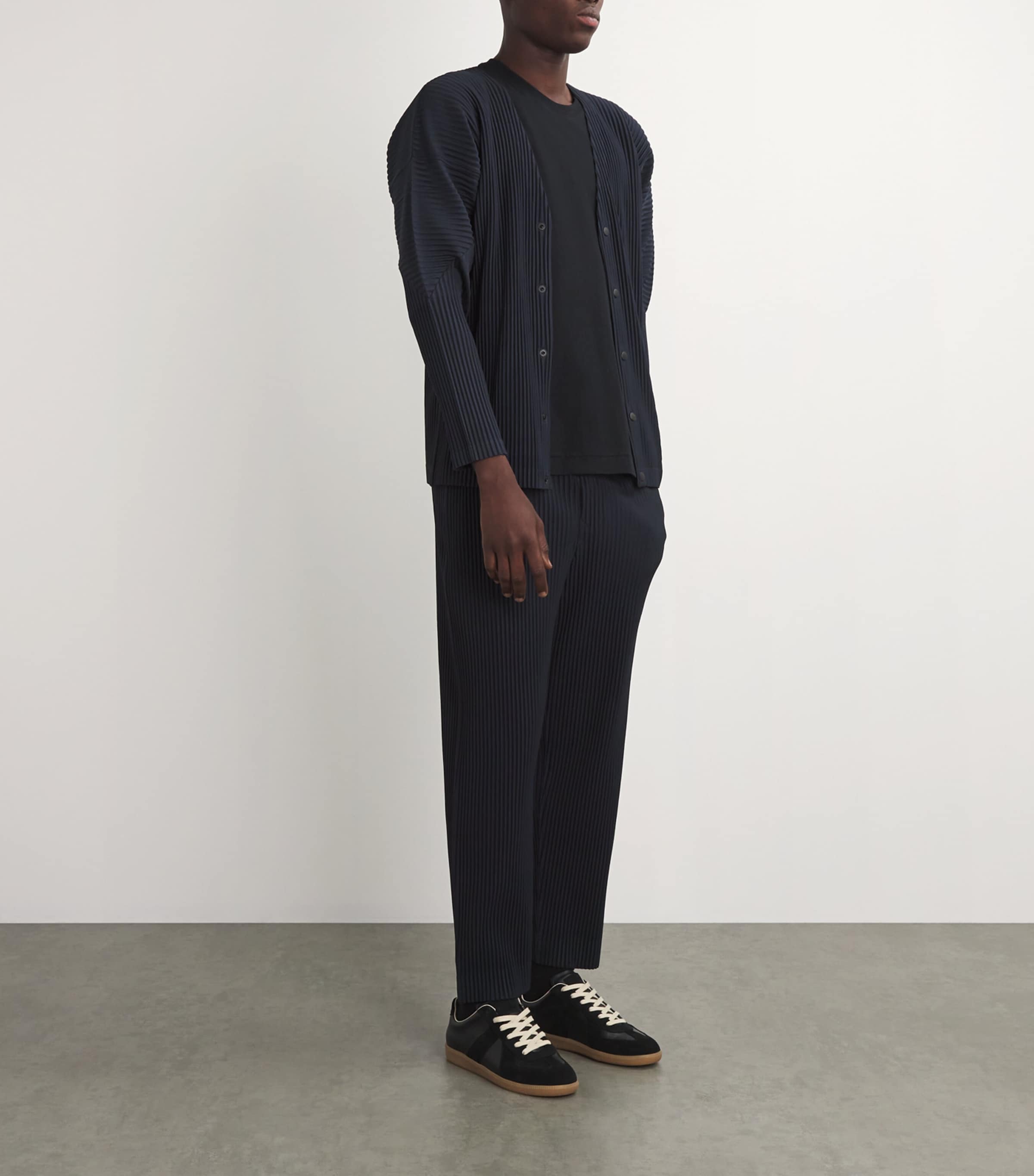 Homme Plissé Issey Miyake Navy Basics Pleated Cardigan | Harrods UK