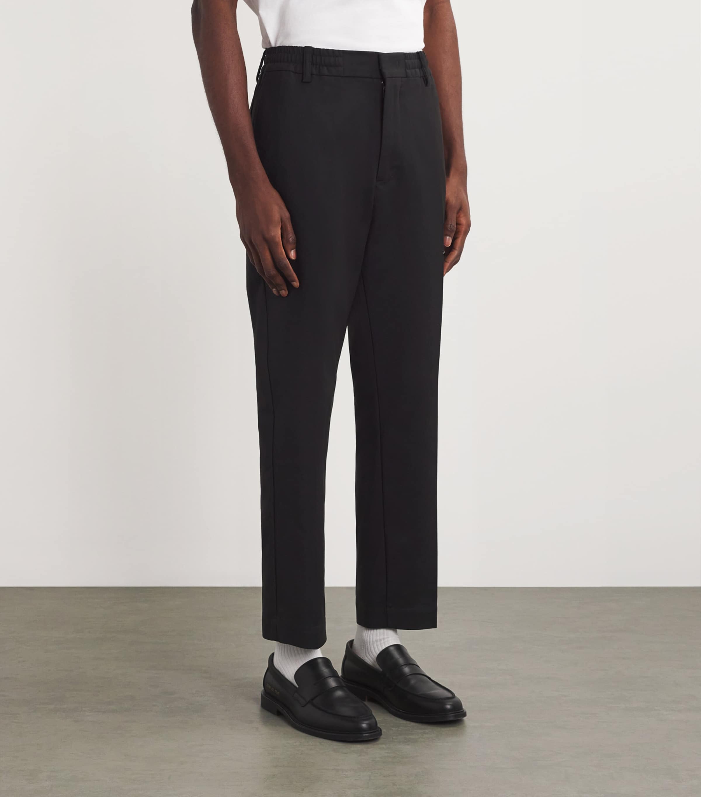 Organic Cotton-Blend Tapered Trousers BLACK #999 Image 3