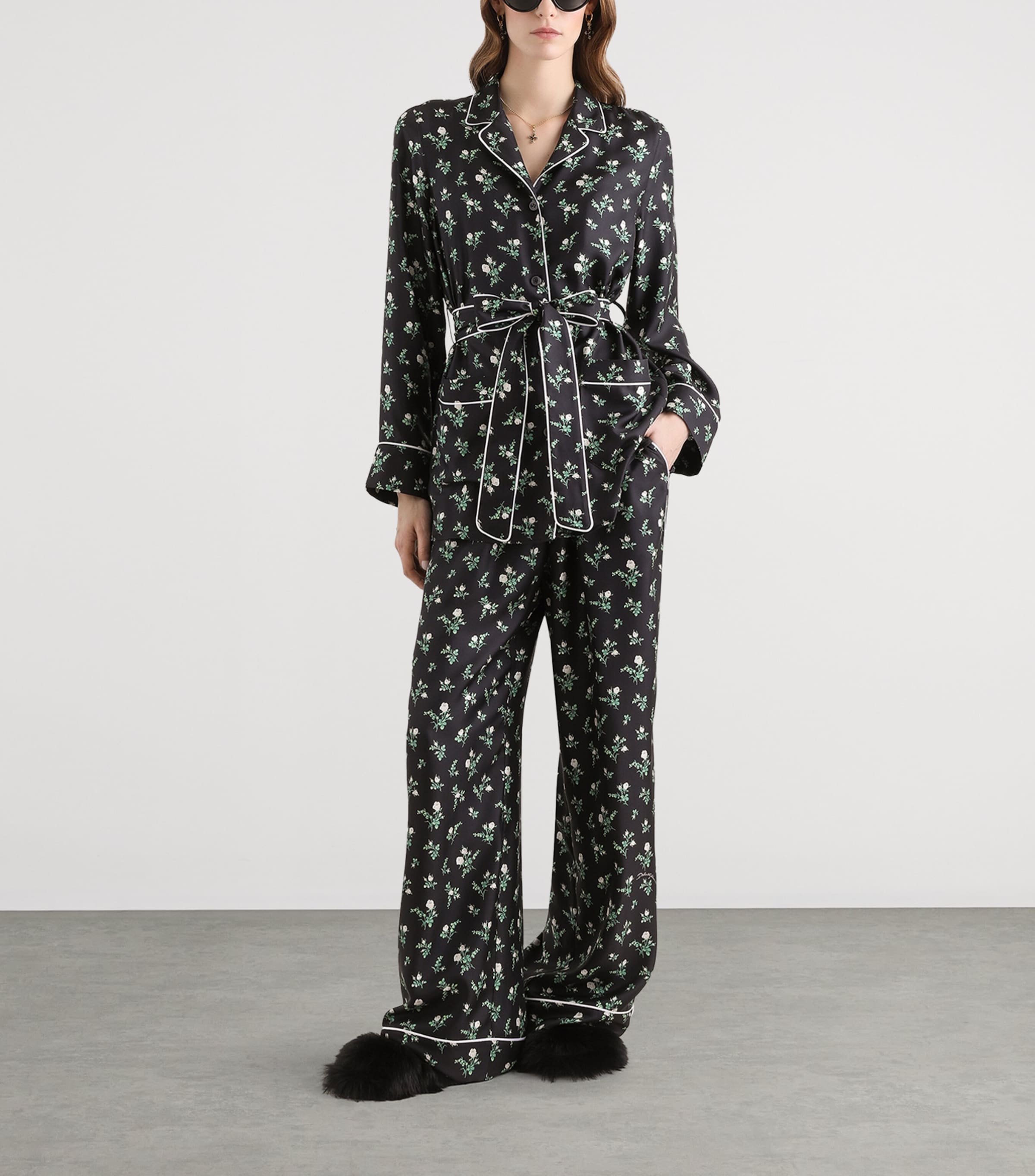 Dolce&Gabbana Womens Silk Floral Pyjama Trousers Ros/mugh Bco F Image 2