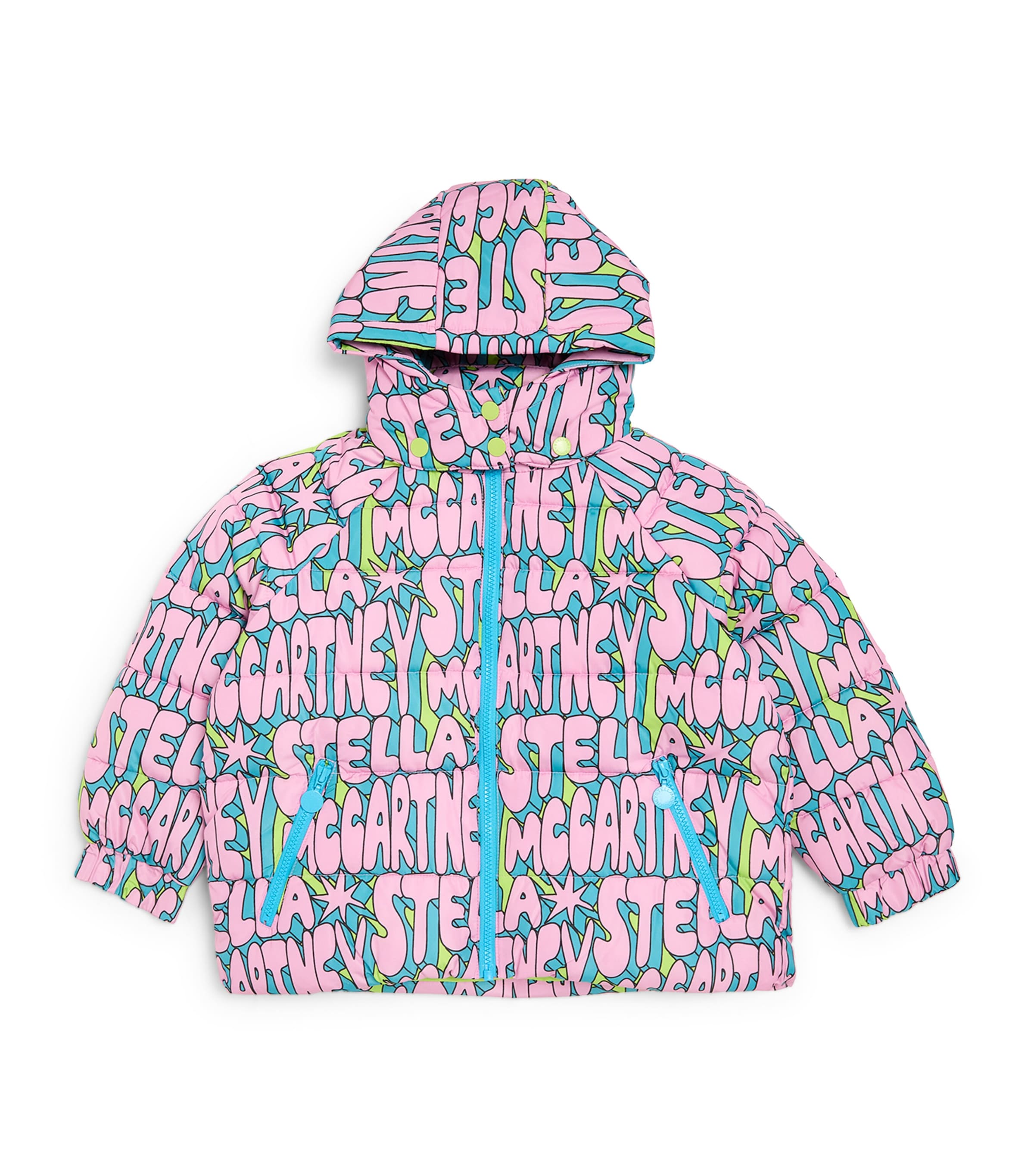 Stella Mccartney Kids' Shooting Star Puffer Jacket In Pink