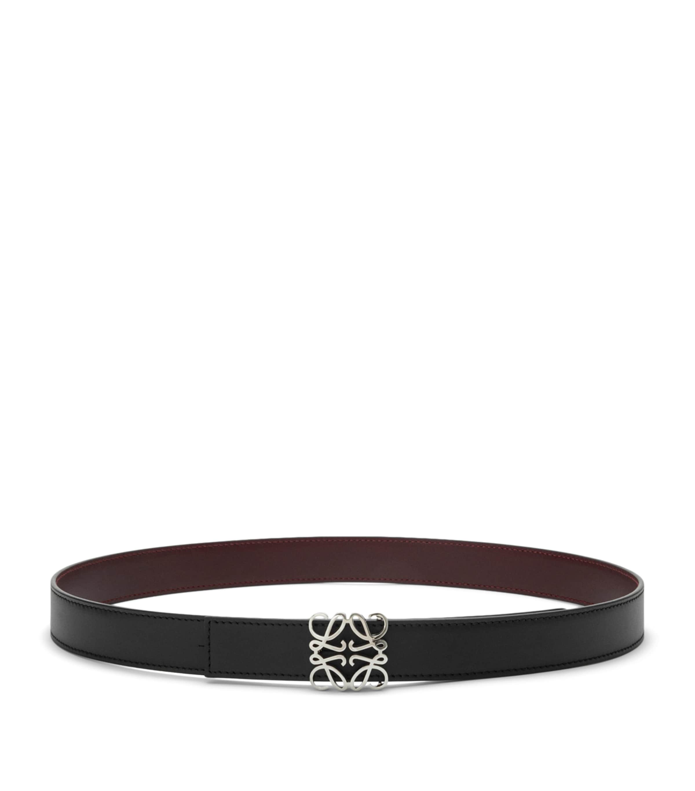 LOEWE Leather Reversible Anagram Bombé Belt Black/burgundy Image 1