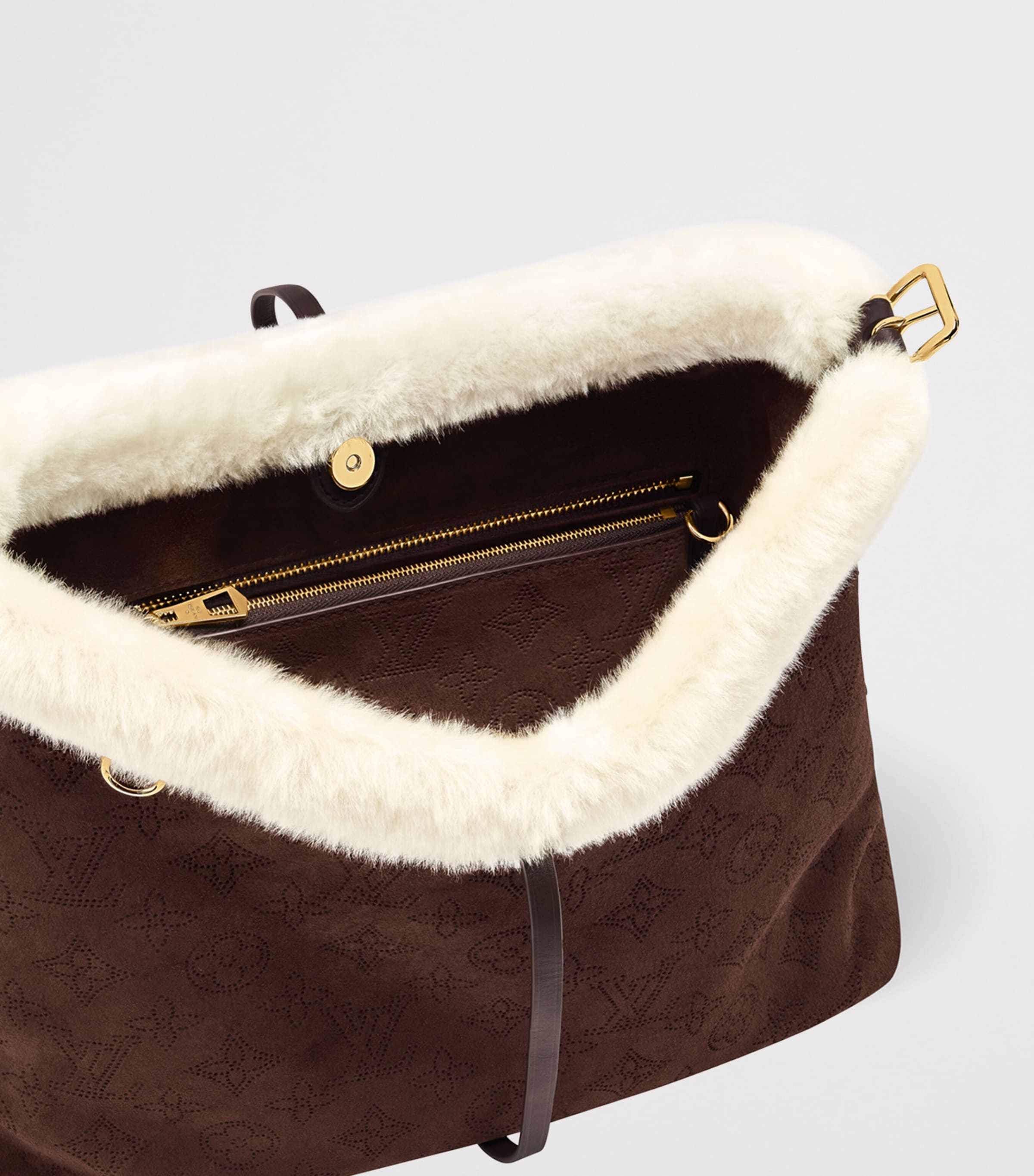 Suede CarryAll PM Shoulder Bag CHOCOLATE BROWN Image 5