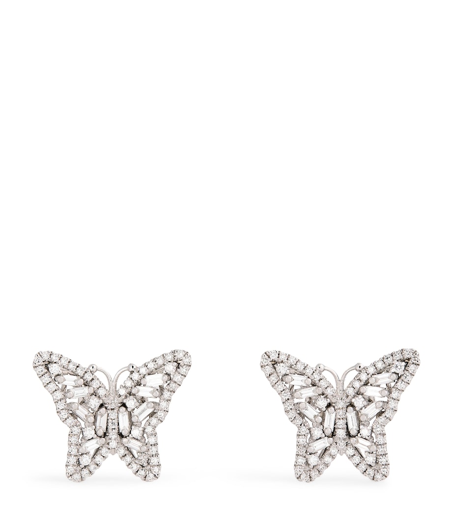 White Gold and Diamond Bold Butterfly Stud Earrings 18K WG/WD Image 1