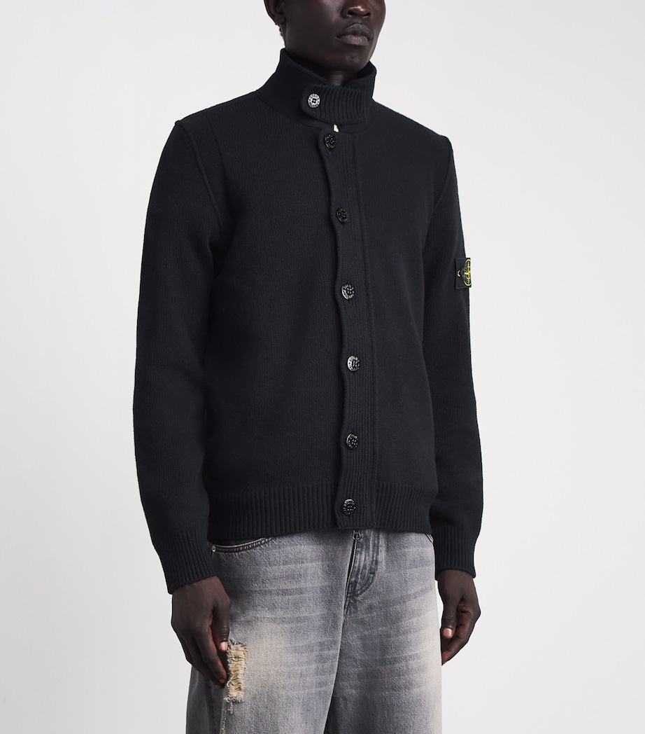 Stone Island Mens Lambswool Stand-Collar Cardigan Image 4