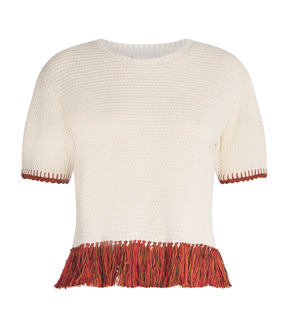 Crochet Fringe Amada T-Shirt IVORY Image 1