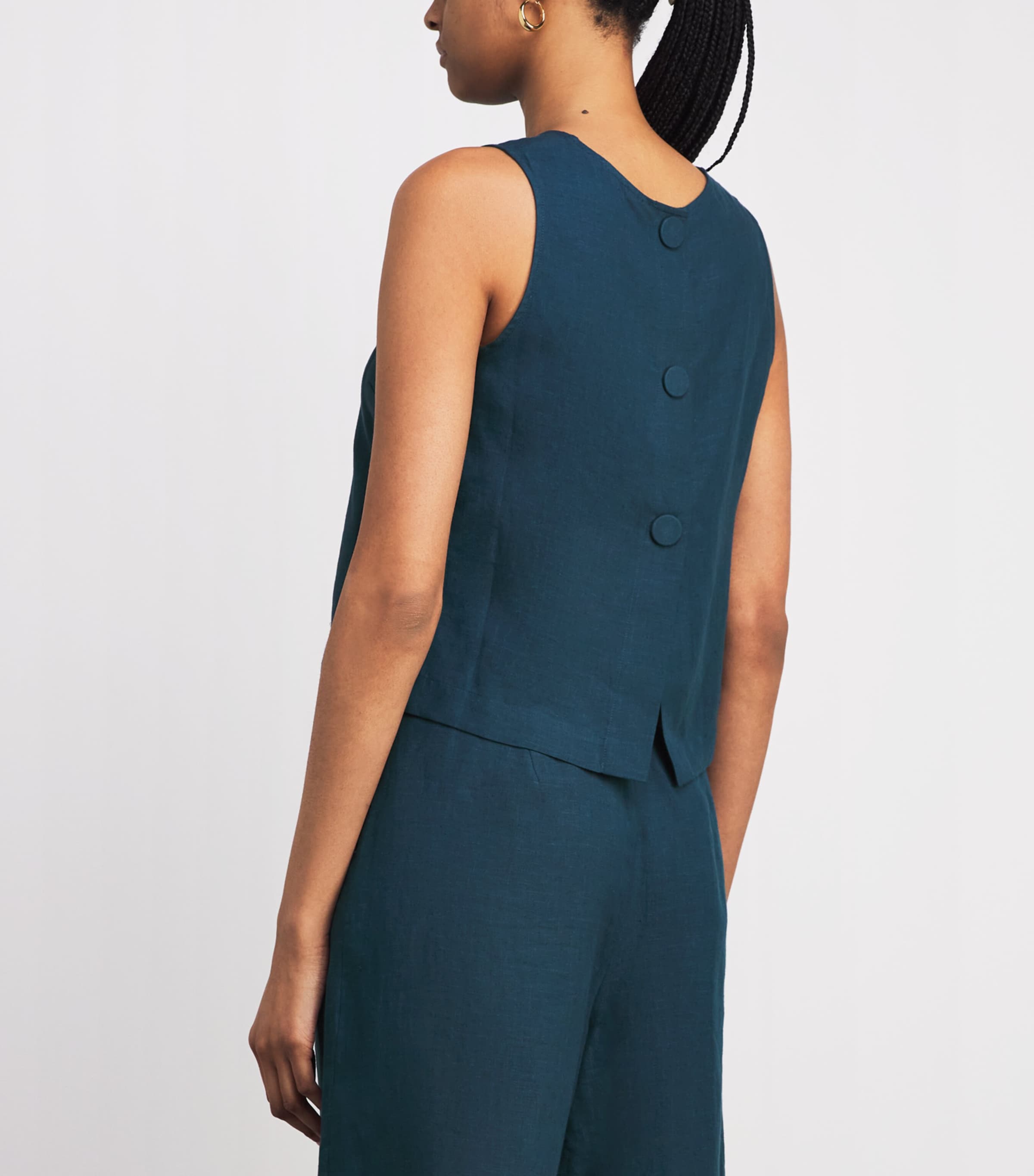 Eres Womens Linen Sleeveless Ravie Blouse Ocean Image 5