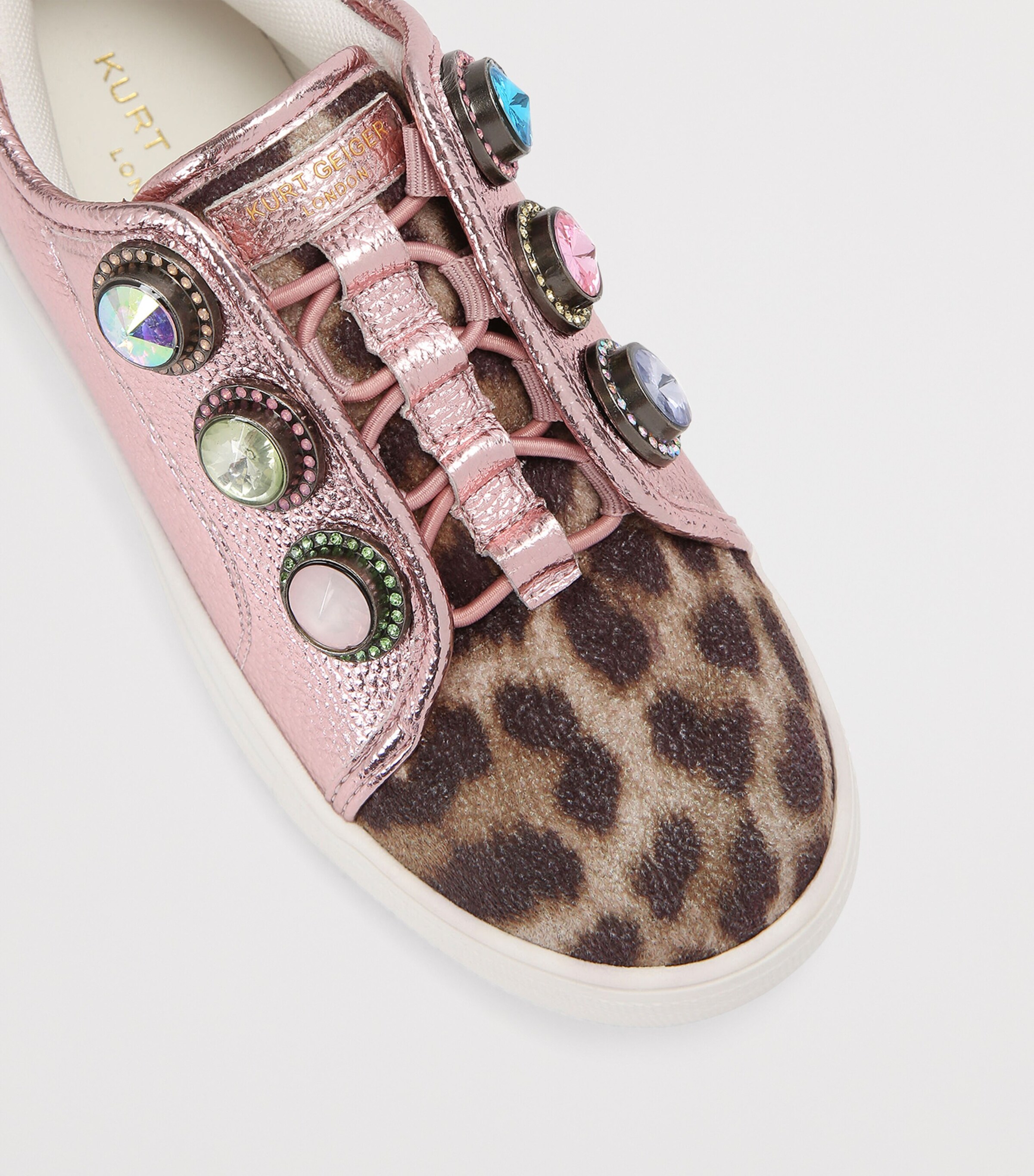 Kurt Geiger London Leather Mini Laney Octavia Sneakers Pink Comb Image 3