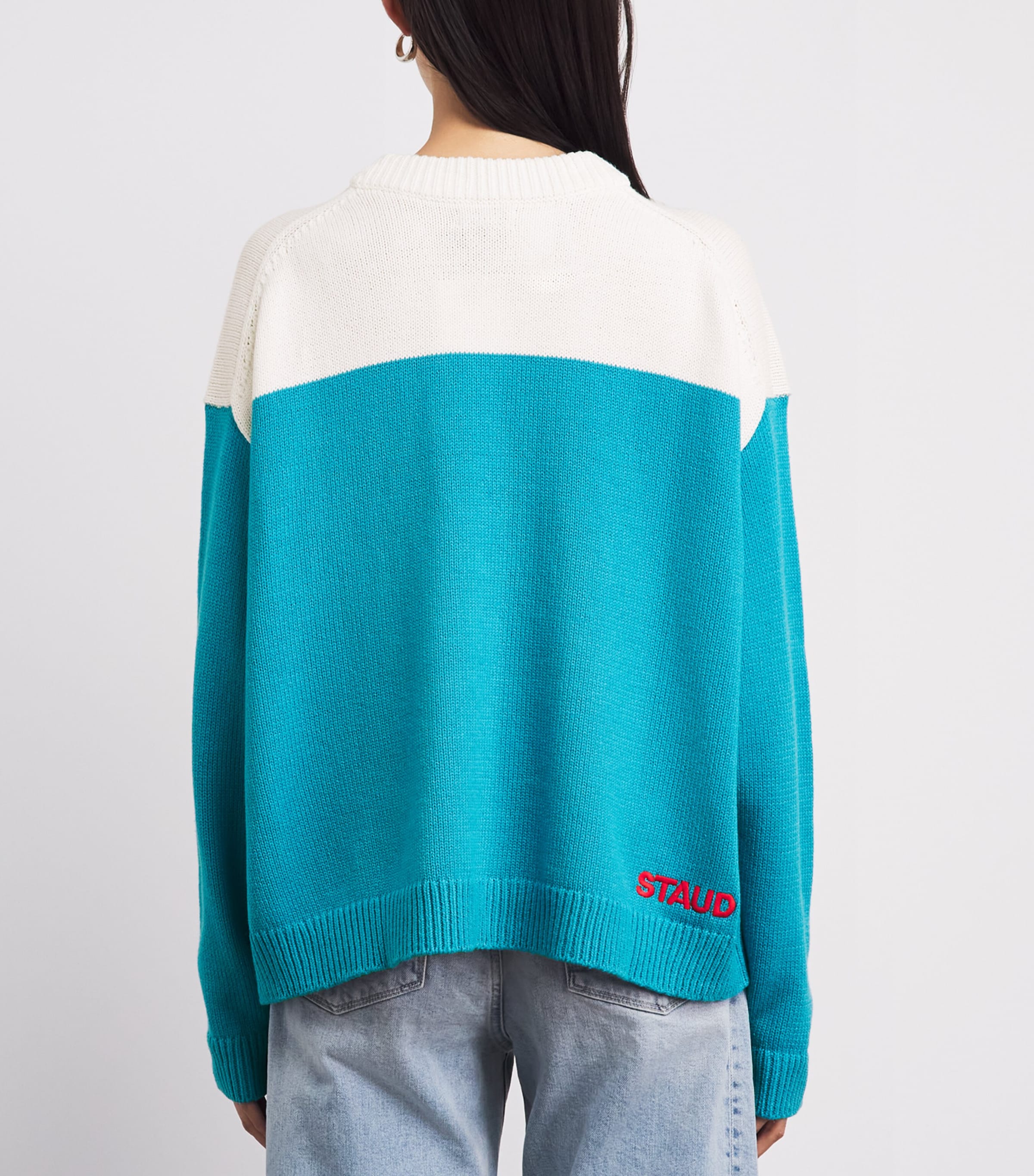 STAUD Womens Cotton-Blend Shark Reya Sweater Grwt Great White Image 5