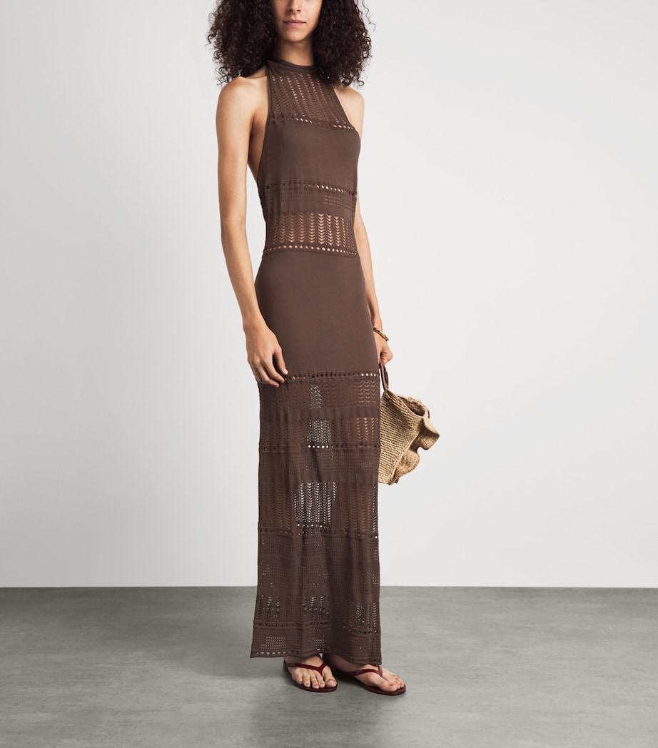 AWAY THAT DAY Womens Crochet Zanzibar Maxi Dress Espresso Image 2