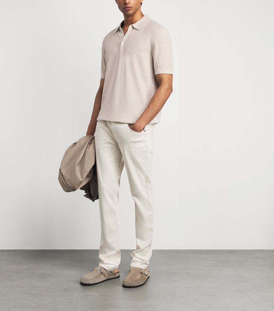 PAIGE Mens Cotton-Wool-Silk-Cashmere Kiko Polo Shirt Nimbus Image 2