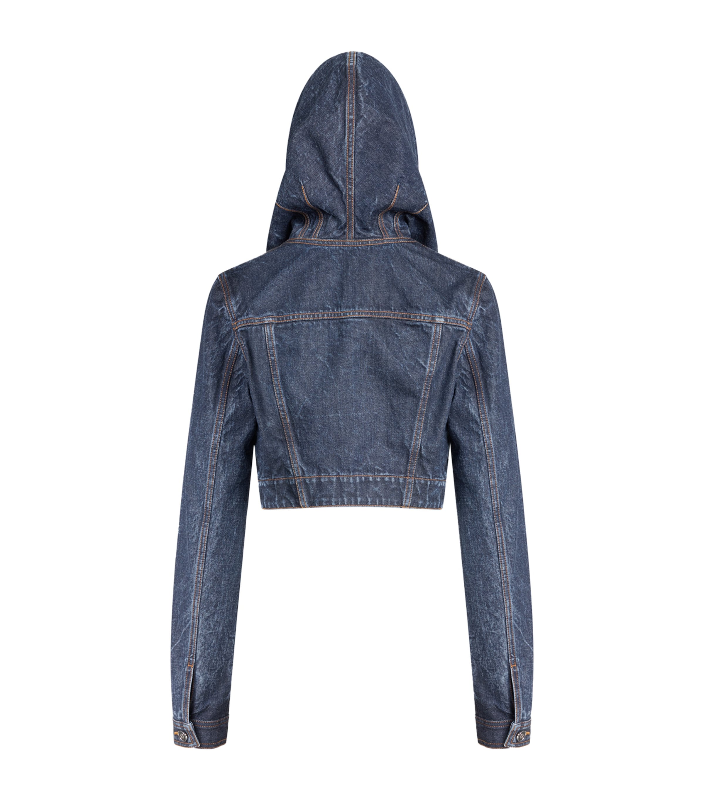 Alaïa Womens Cropped Denim Jacket Dock Blue Image 2