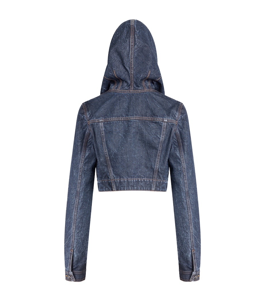 Alaïa Womens Cropped Denim Jacket Dock Blue Image 2