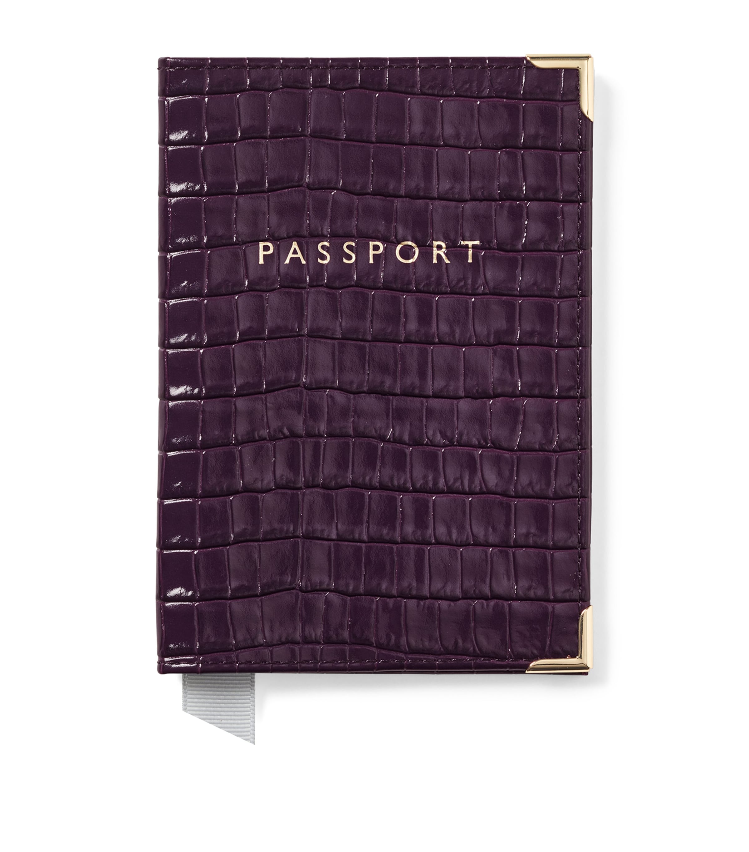 Leather Croc-Embossed Passport Cover FIG Image 1