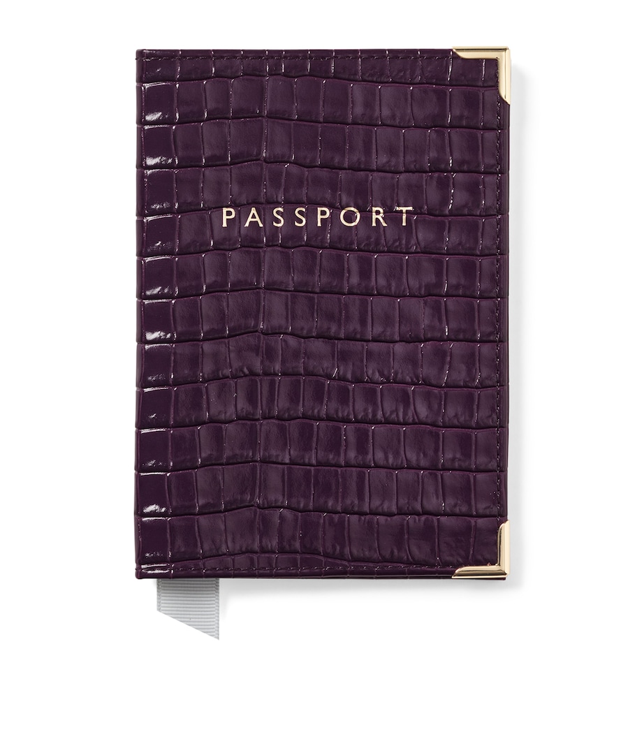 Leather Croc-Embossed Passport Cover FIG Image 1