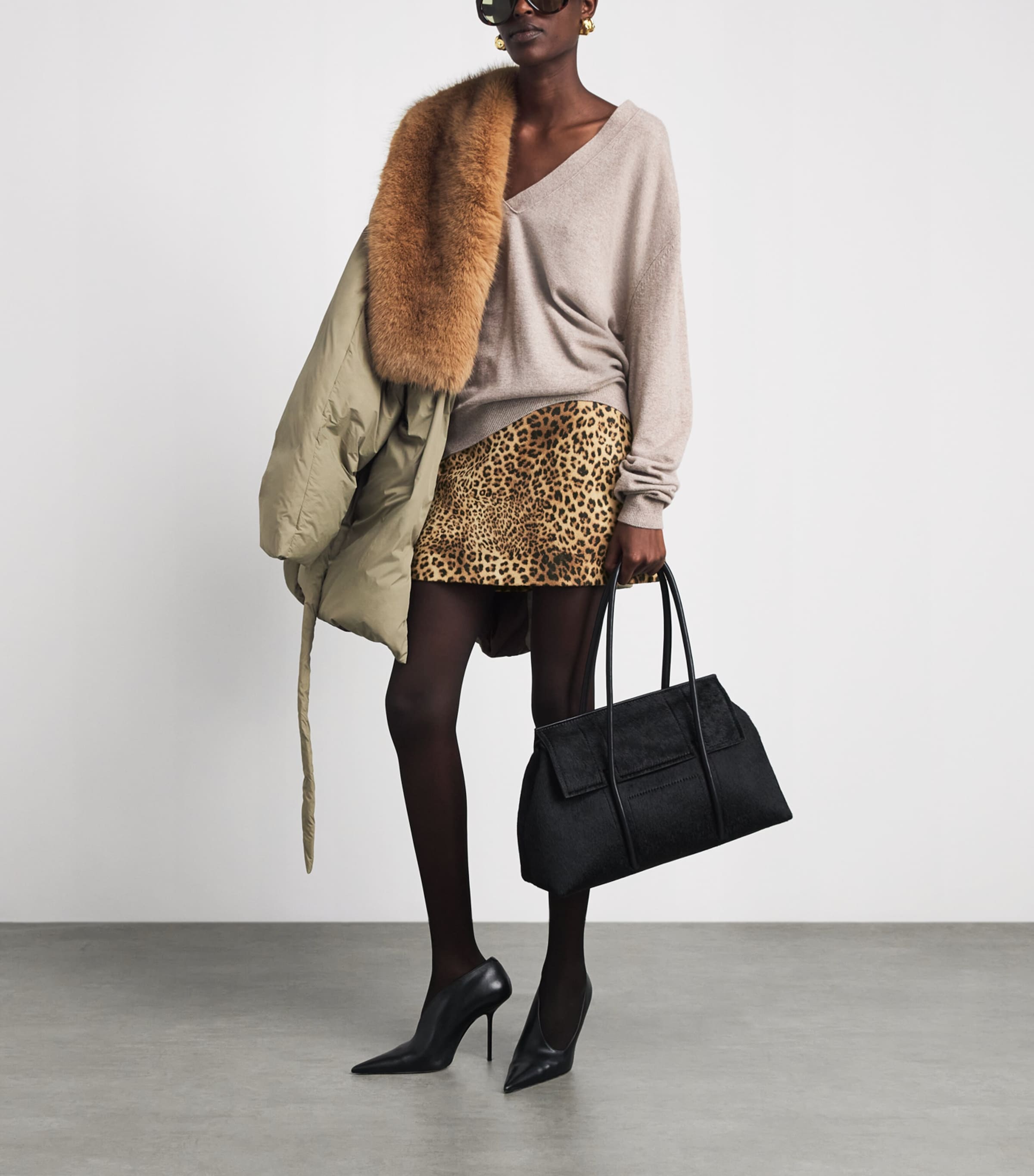 Source Unknown Leopard Print Anouk Mini Skirt In Brown