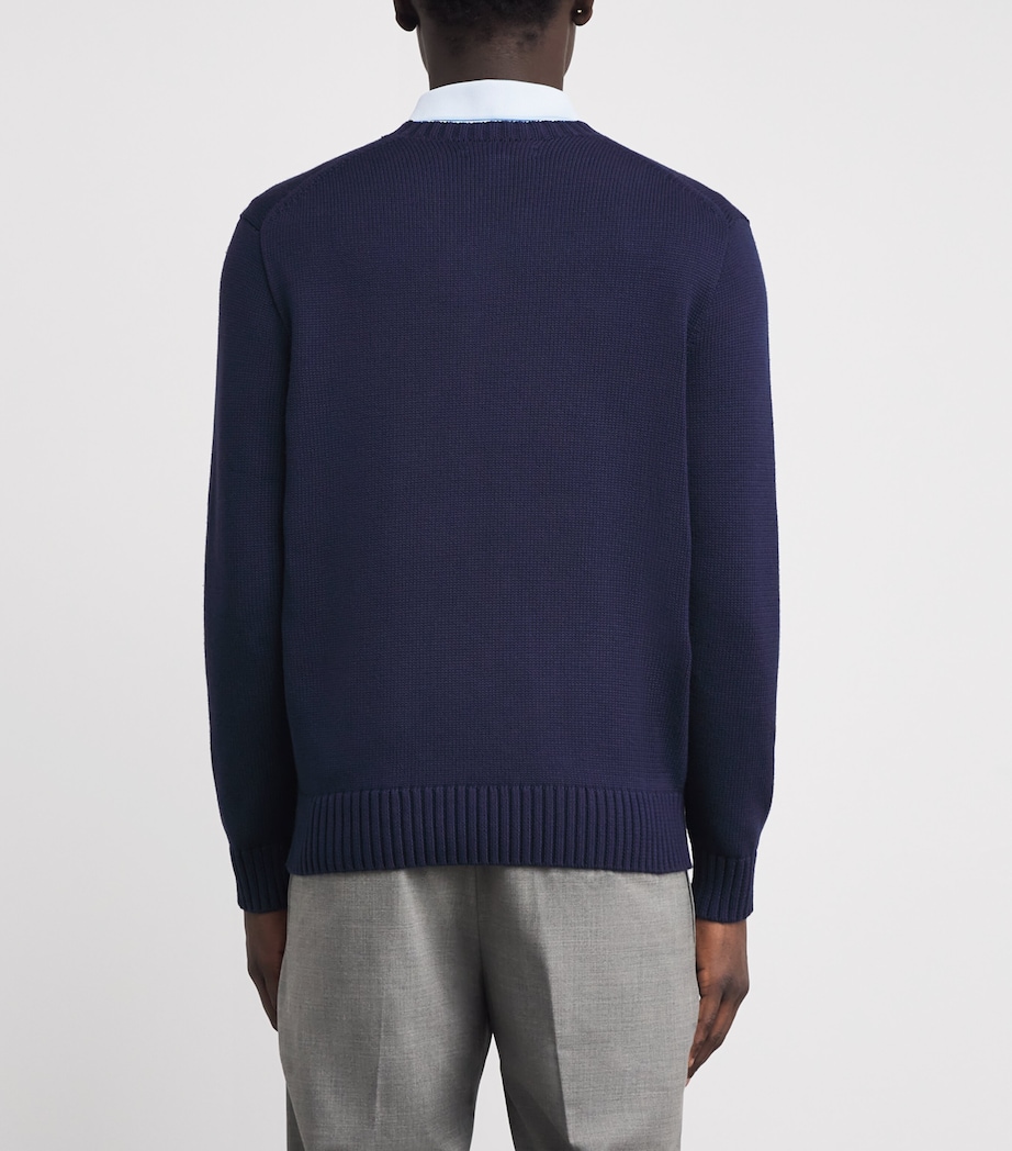 Cotton-Blend Polo Bear Sweater REFINED NAVY Image 4