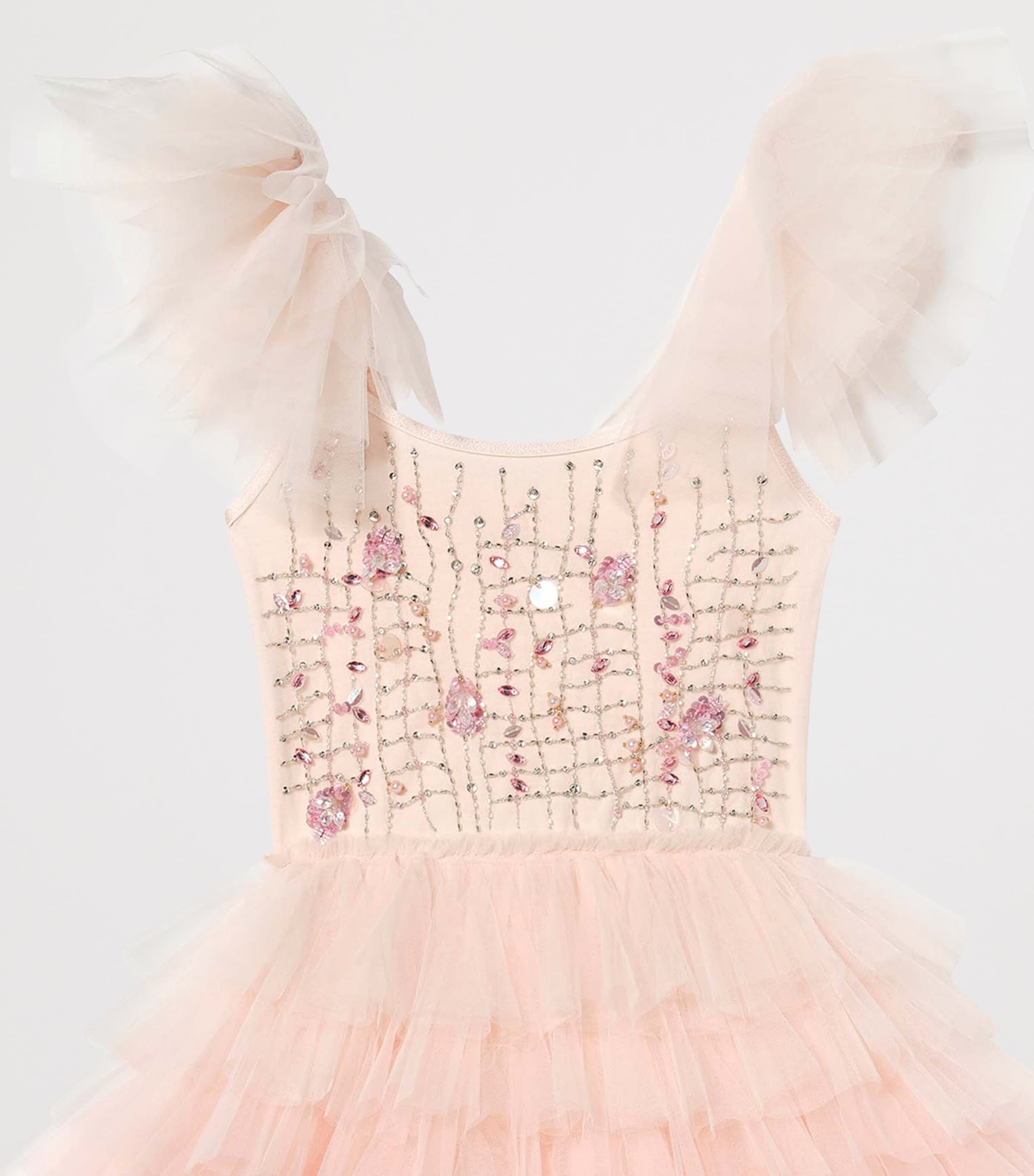 Tutu Du Monde Embellished Coral Cascade Dress (2-11 Years) Pearl Mix Image 4