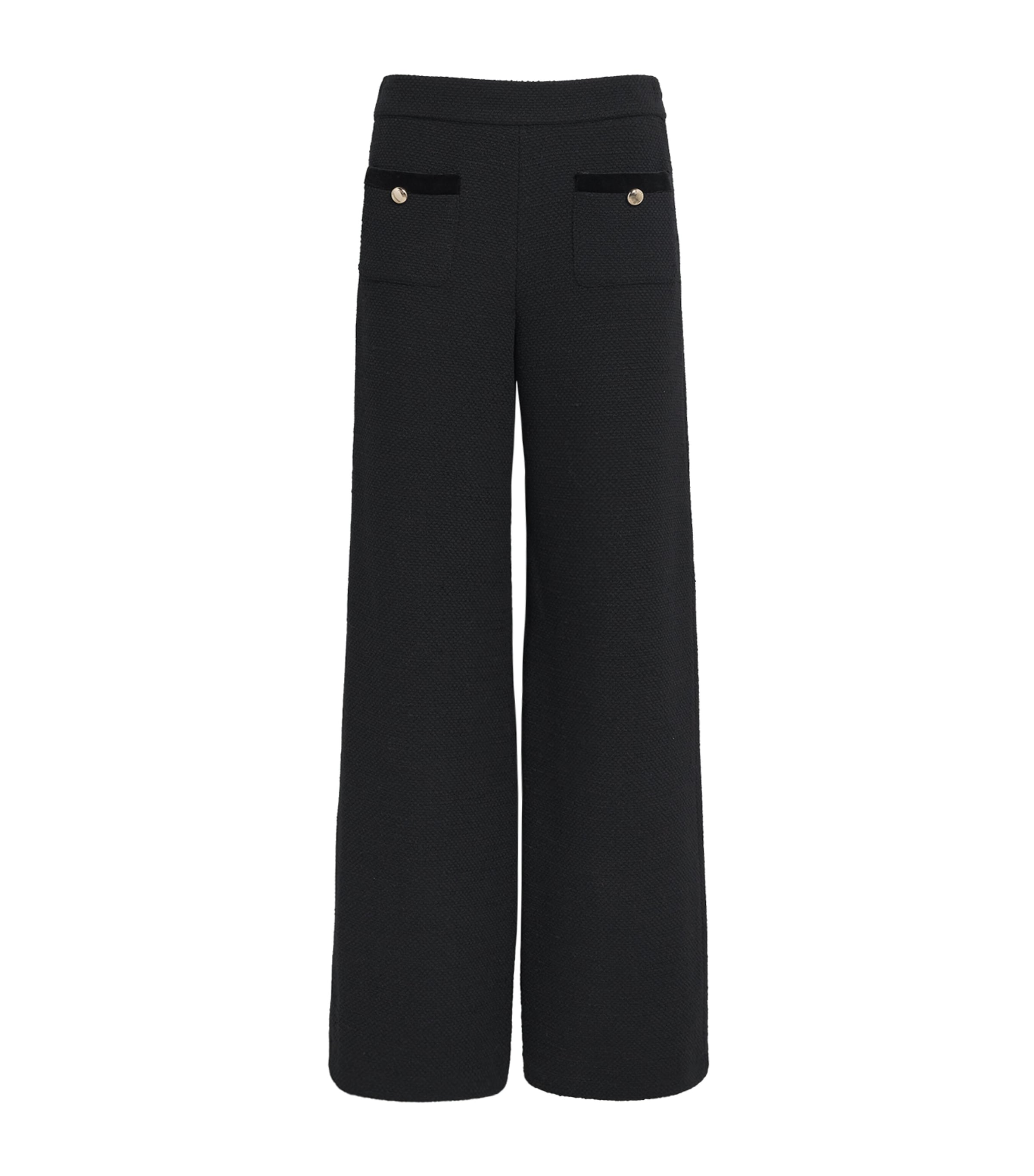 Tweed Wide-Leg Trousers BLACK Image 1