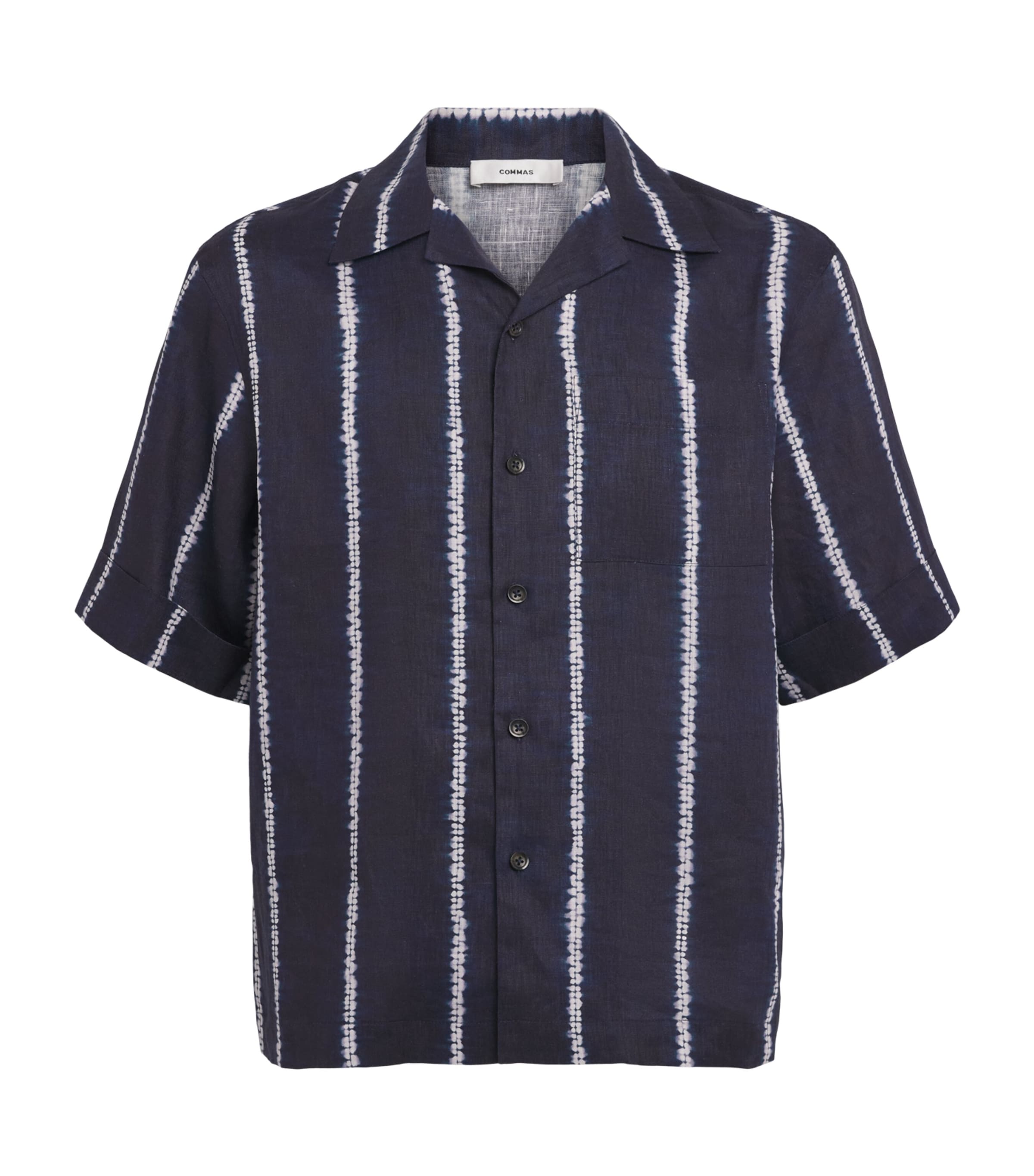COMMAS Linen Shibori Stripe Shirt Navy