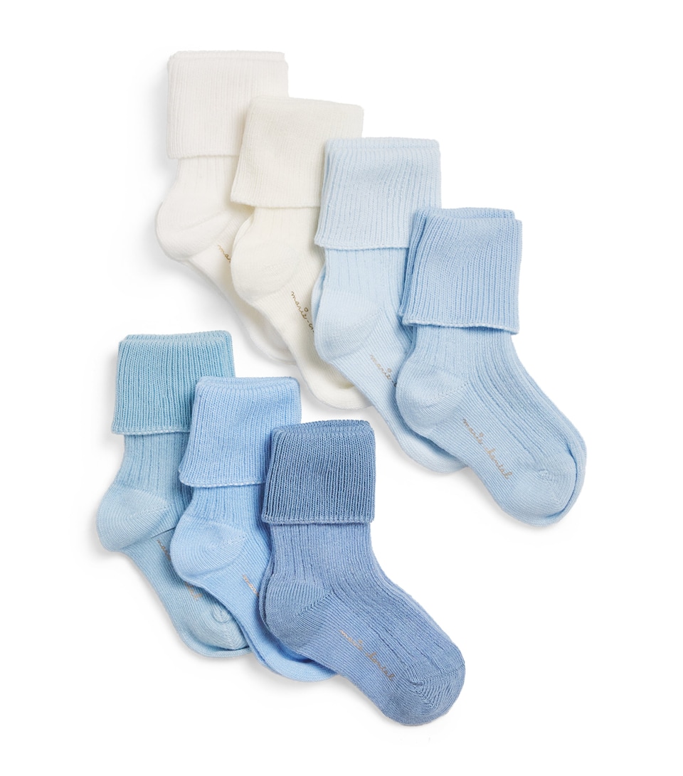 Marie-Chantal Organic Cotton Ankle Socks (Pack of 7) Blue