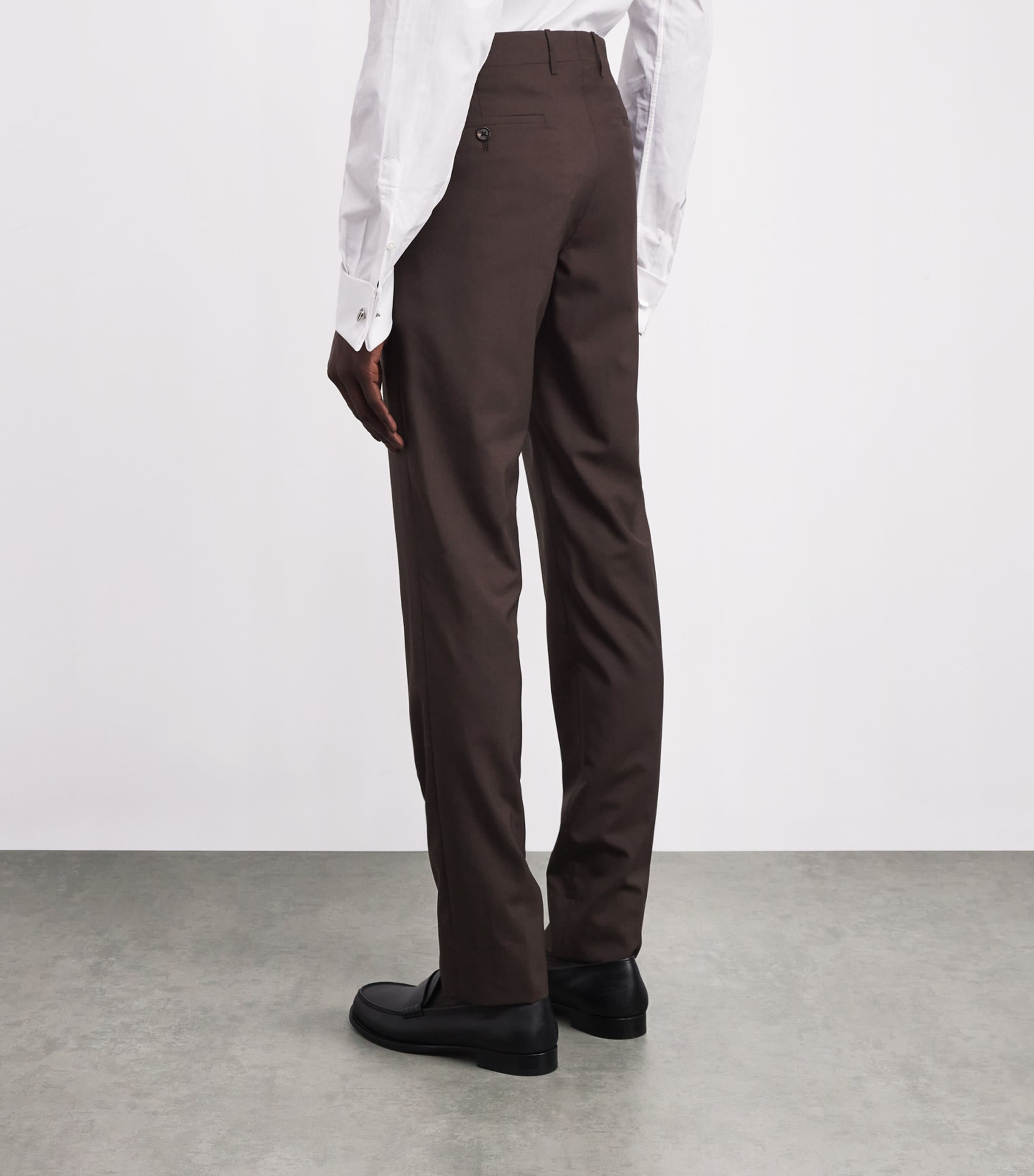 Wool-Silk Tailored Trousers 030 DARK BROWN Image 4