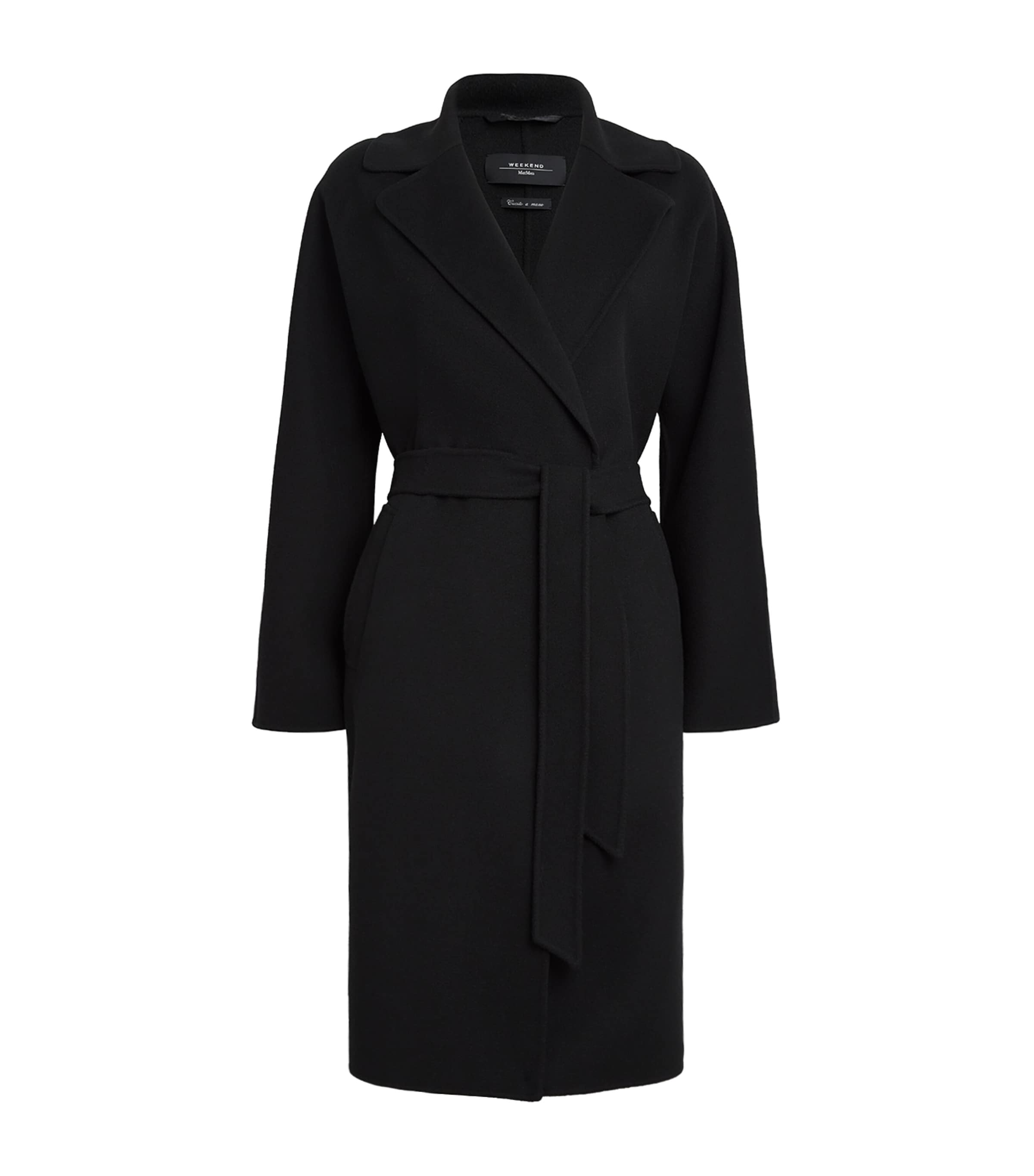 Weekend Max Mara Wool-blend Double-faced Wrap Coat In Black