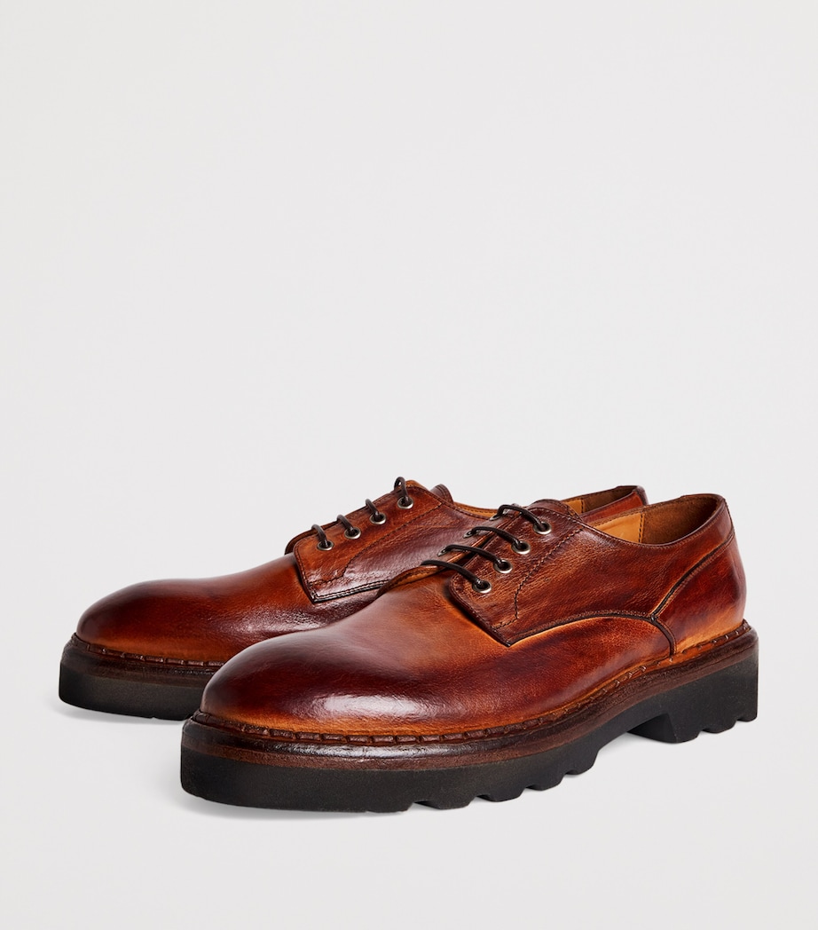 Buffalo Leather Derby Shoes CAMMELLO Image 3