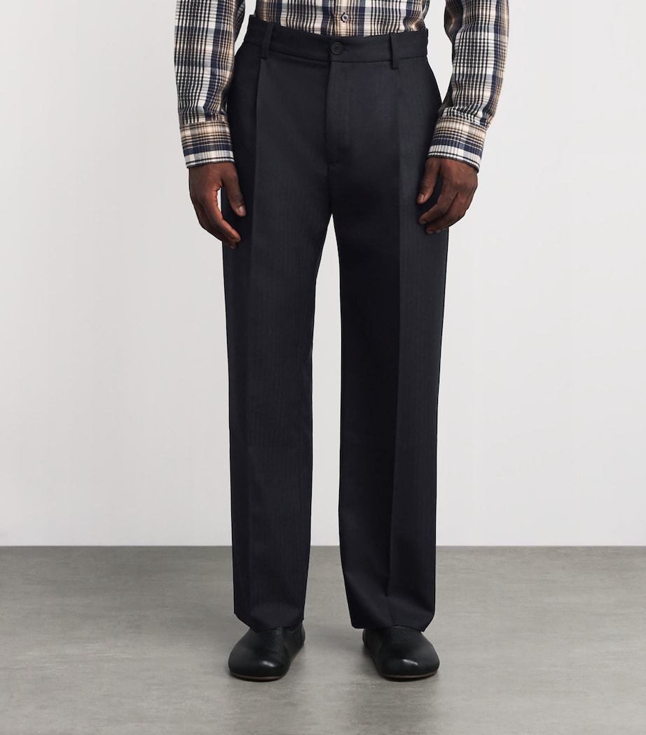 x Aaron Levine Wool Selby Trousers DARKEST NAVY Image 3