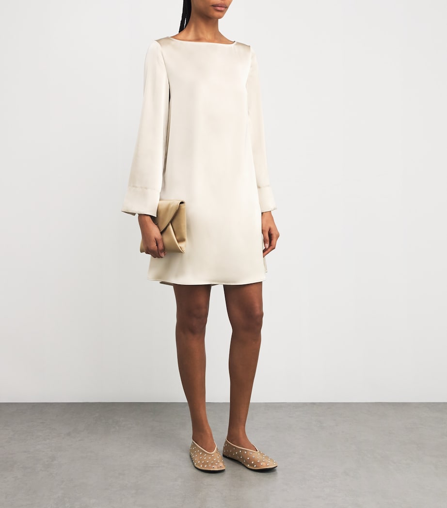 MAX&Co. Womens Satin Mini Dress Ecru Image 2