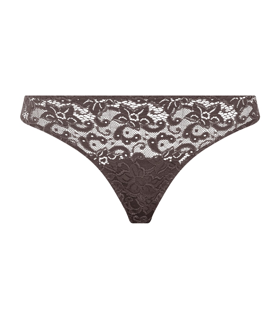 Hanro Womens Lace Moments Thong Dark Mocha Image 1