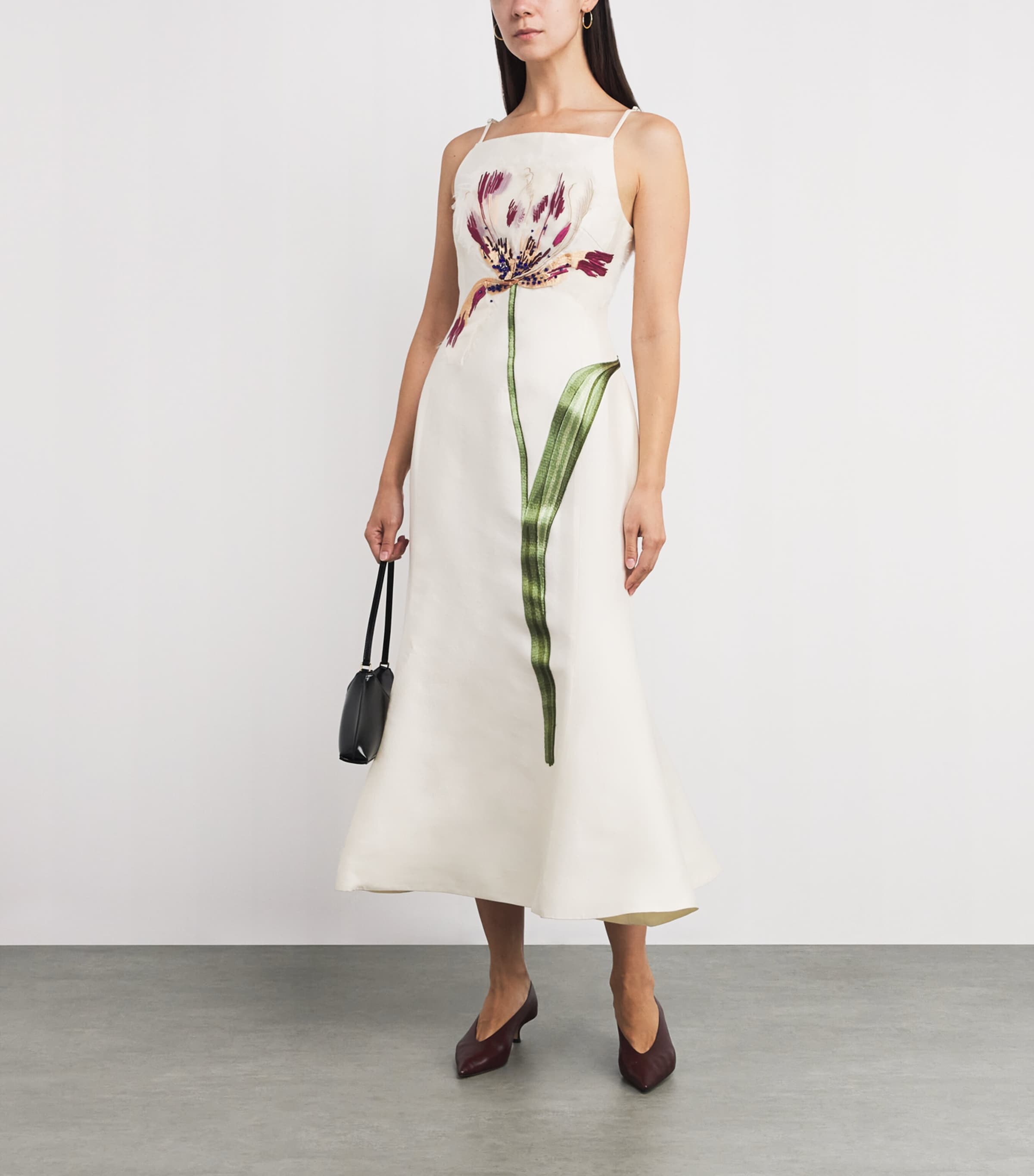 LEO LIN Womens Wool-Silk Regina Midi Dress Snow Image 2