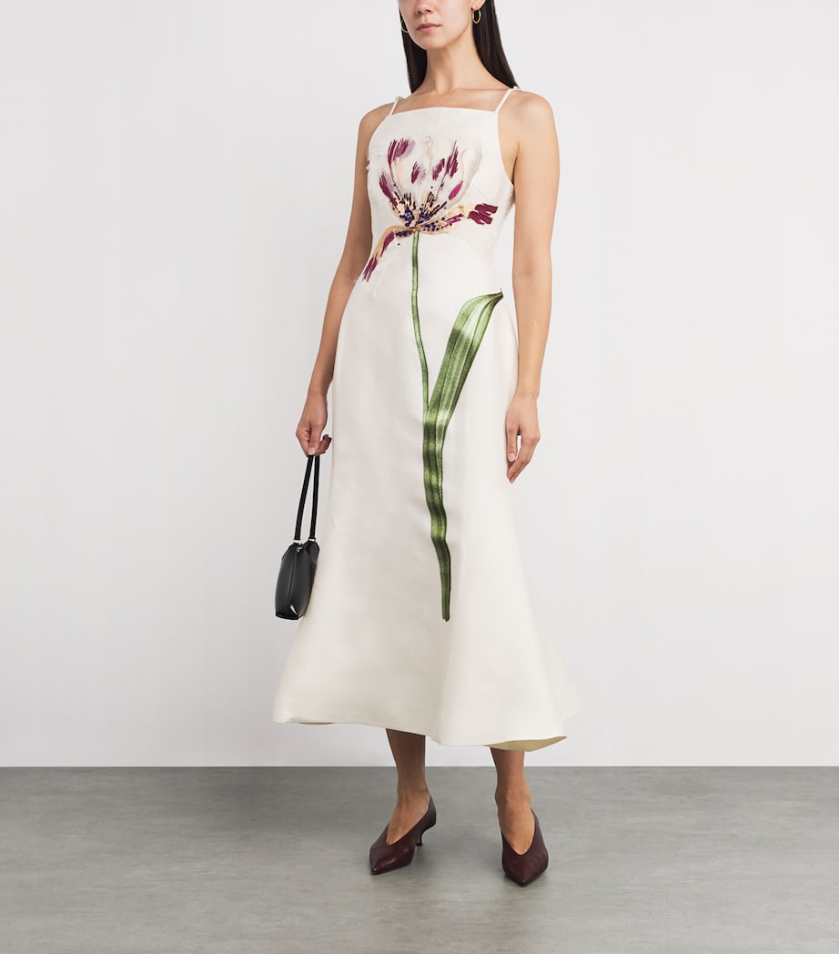 Wool-Silk Regina Midi Dress SNOW Image 2