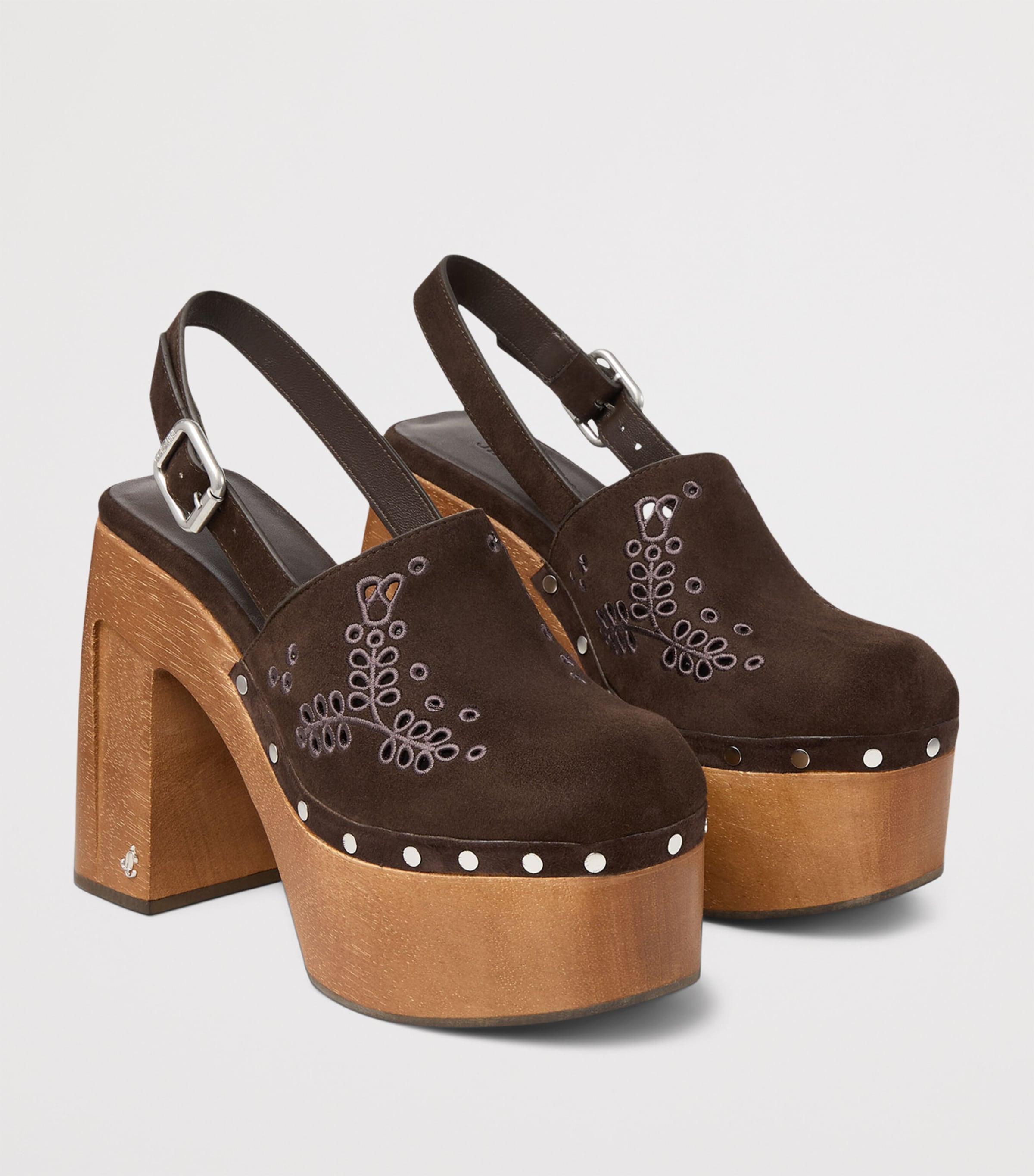 Alida 135 Suede Platform Clogs CHOCOLATE Image 5